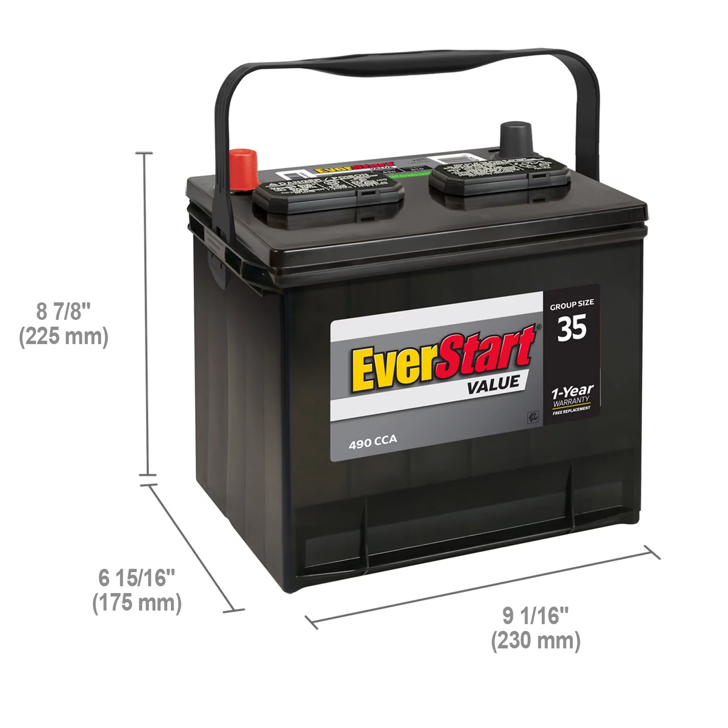 EverStart Value Lead Acid Automotive Battery, Group Size 35 12 Volt, 490 CCA