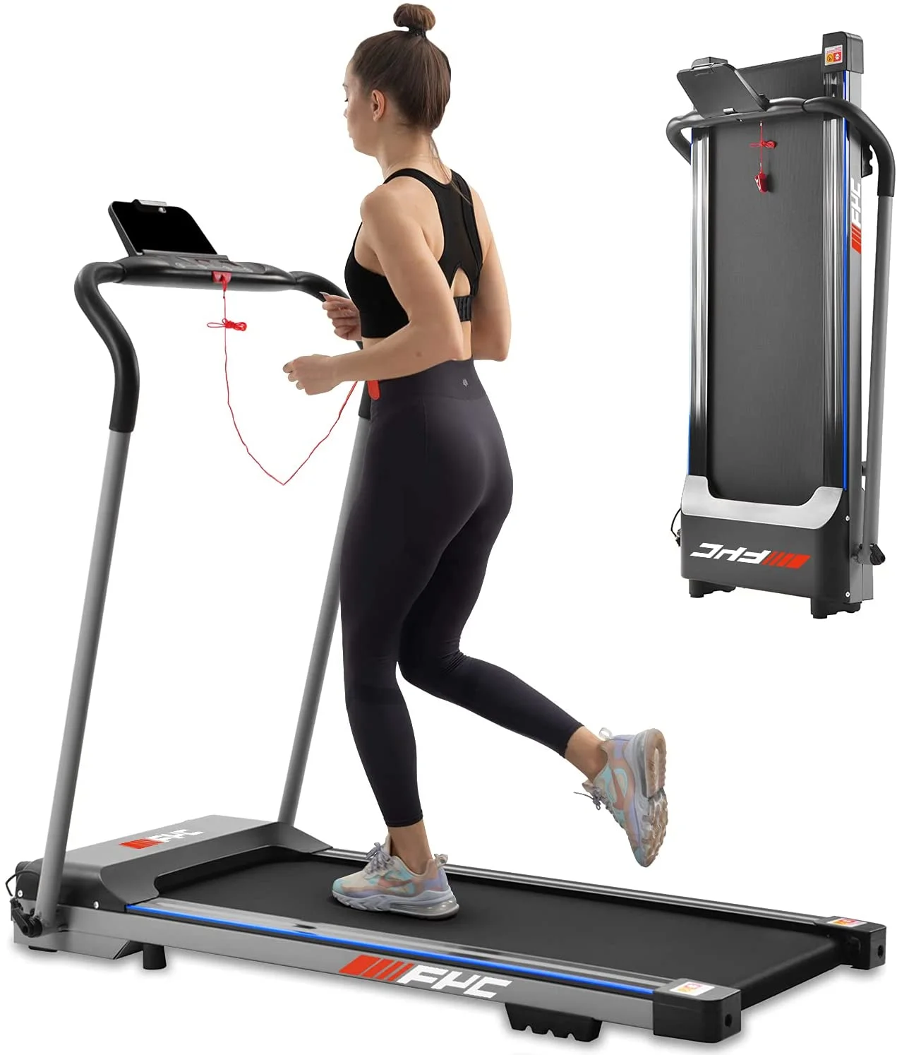 2.5HP Folding Treadmill Slim Compact Running Machine Portable Electric Treadmill Foldable Treadmill Workout Exercise for Small Apartment Home Gym Fitness Jogging Walking