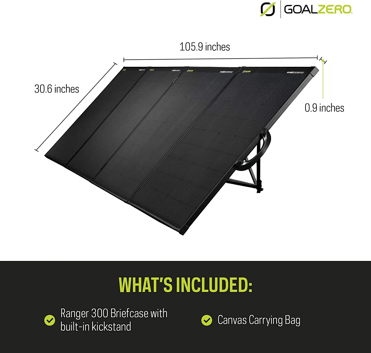 Goal Zero Ranger 300 Briefcase, 300 Watt Foldable Solar Panels for Outdoor Portable Power Stations