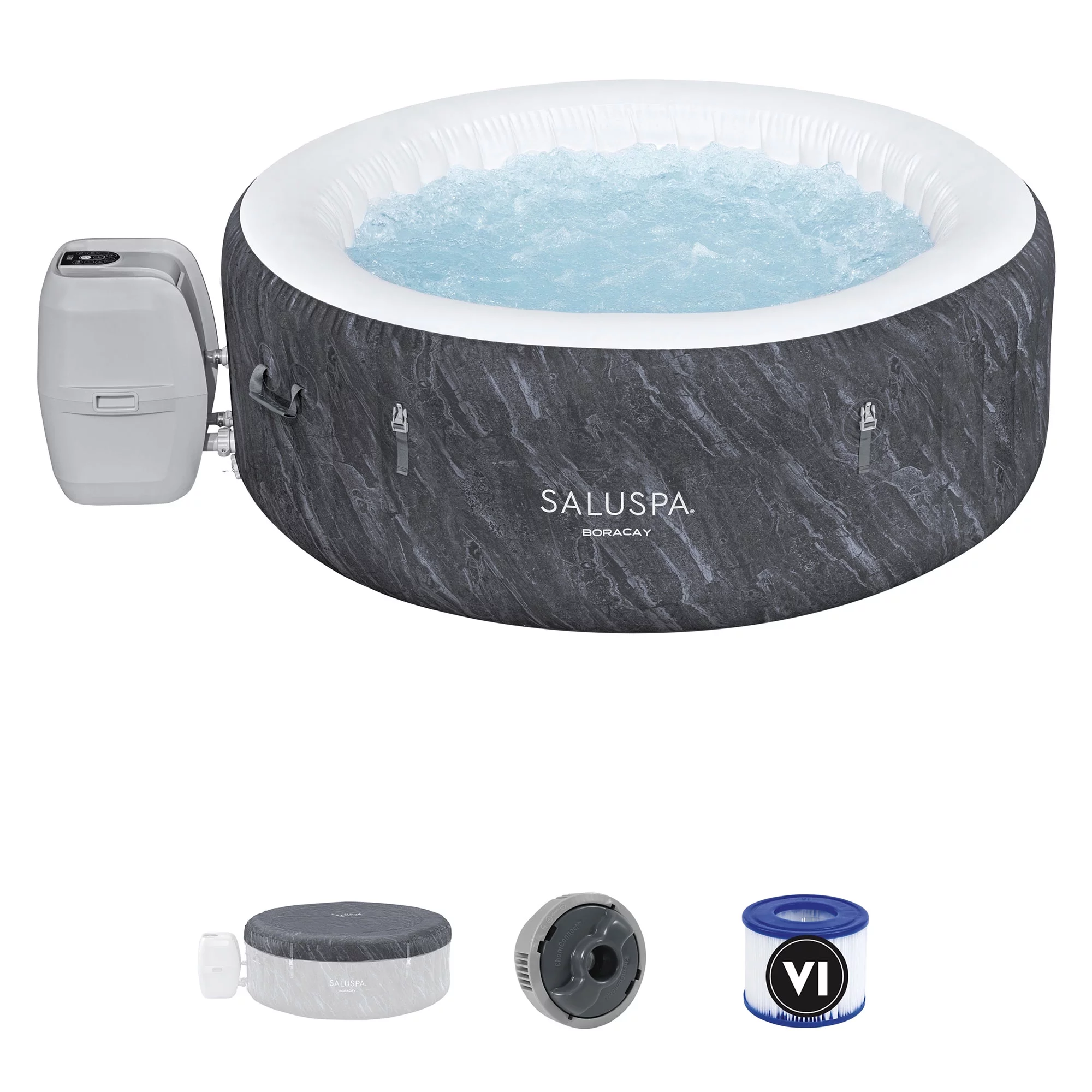 Bestway SaluSpa Cancun AirJet Inflatable Hot Tub with 120 Jets, Gray