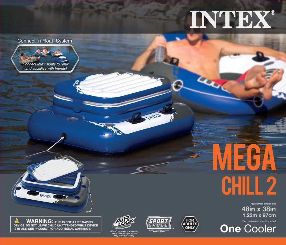 Intex Mega Chill II Inflatable Floating Cooler, 48″ X 38″