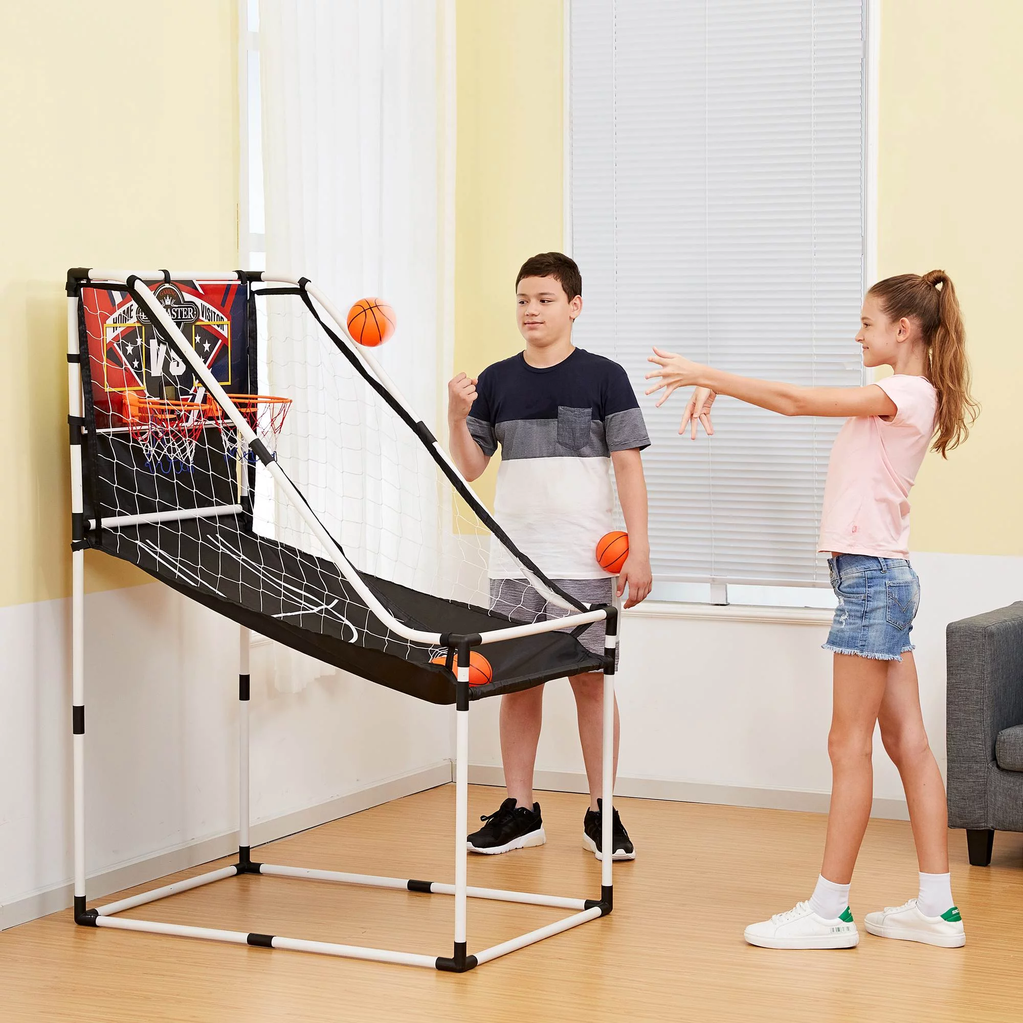 Lancaster 2 Player Junior Home Electronic Scoreboard Arcade Basketball Hoop Game