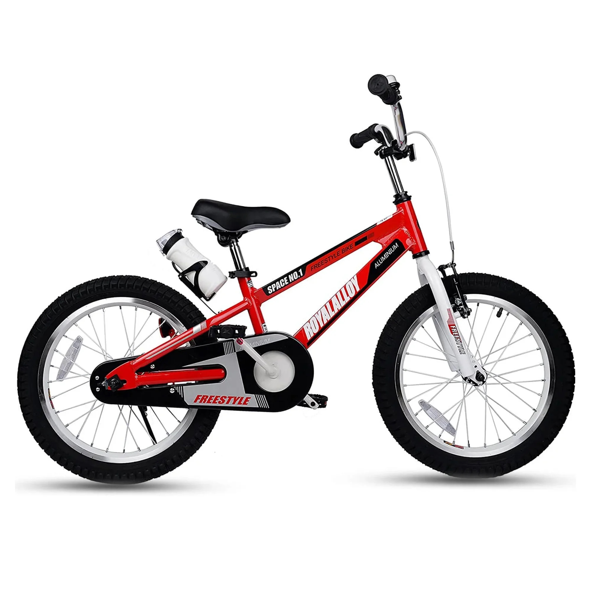 RoyalBaby Space No. 1 Freestyle 18″ Kids Bike w/Kickstand & Bottle, Black