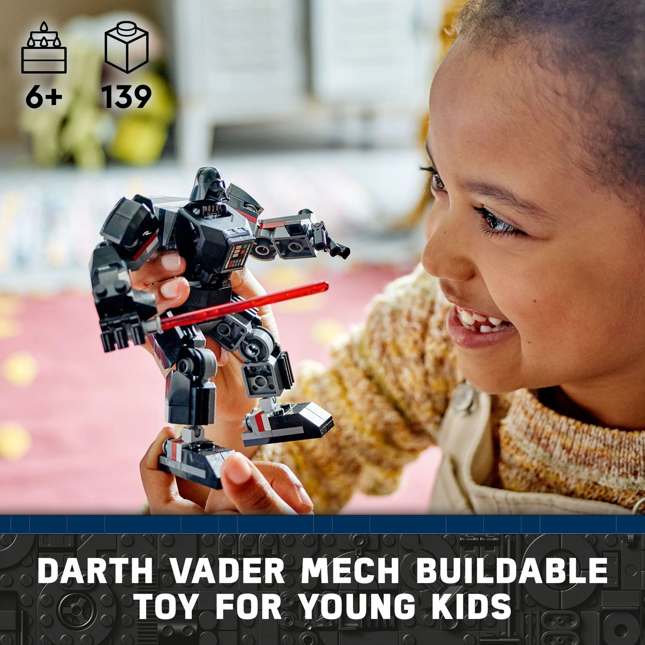 LEGO Star Wars Darth Vader Mech Buildable Star Wars Action Figure, this Collectible Star Wars Toy for Kids Ages 6 and Up Features an Opening Cockpit, Buildable Lightsaber and 1 LEGO Minifigure, 75368