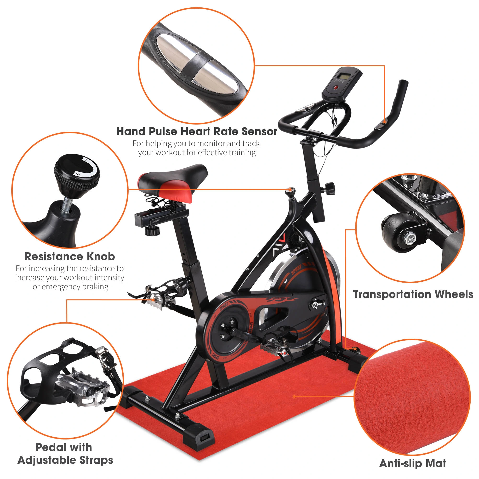 FEIKUQI Foldable Exercise Bike, Folding Stationary Upright Indoor Cycling Exercise Bike, Indoor Exercise Equipment, Black