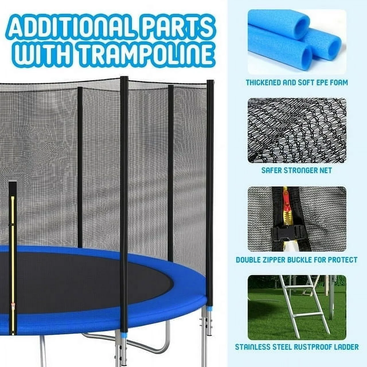 10FT Trampoline for Kid&Adult Outdoor Trampoline with Safety Enclosure NetLadder-SENCHO GINSYTALIOR