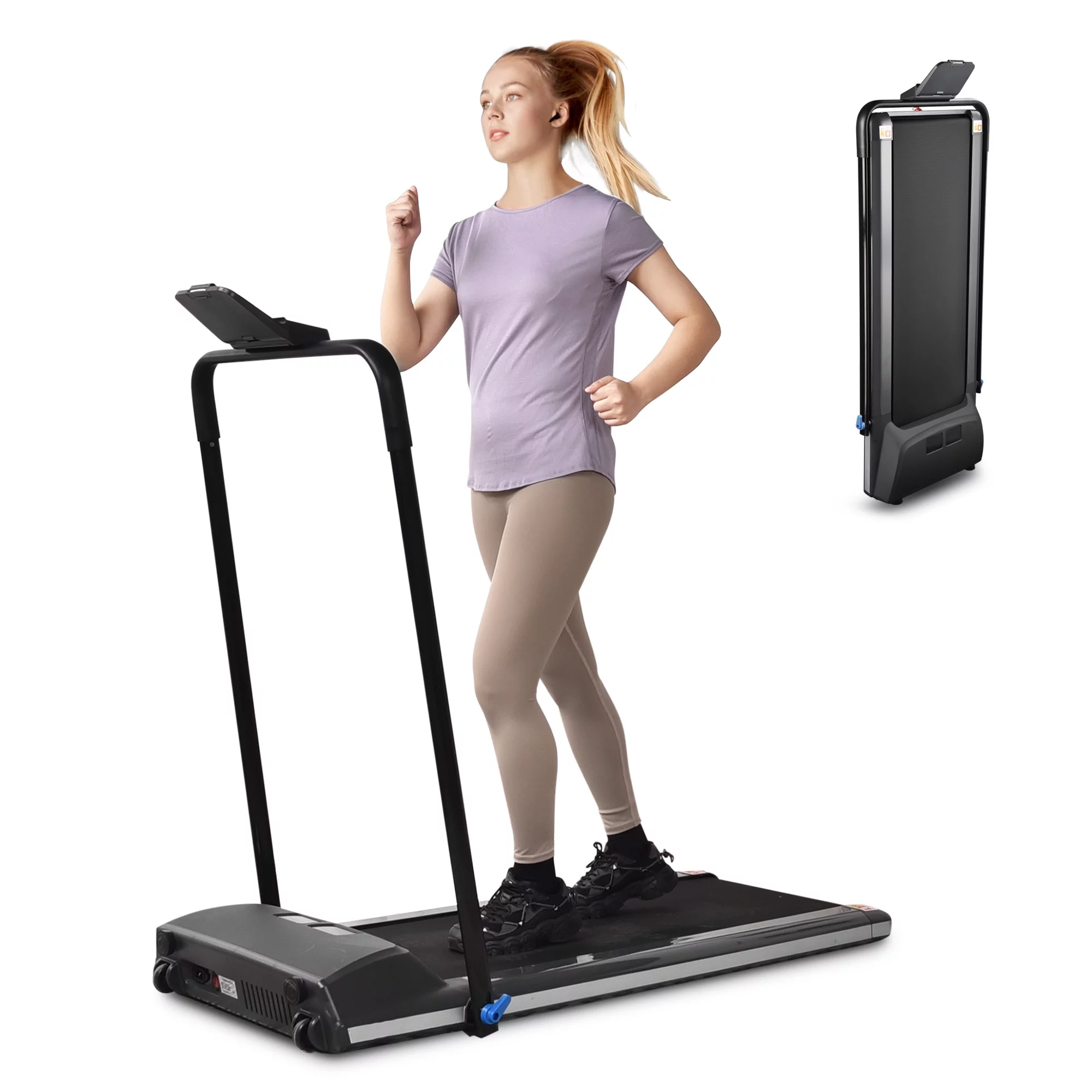 Yescom Folding 2 in 1 Treadmill Compact Under Desk Treadmill Motorized Running Jogging Machine for Home Office