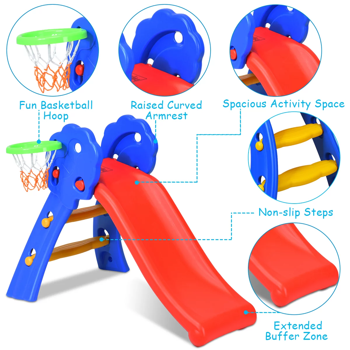 Costway Children Kids Toddlers Folding Slide W/Bask