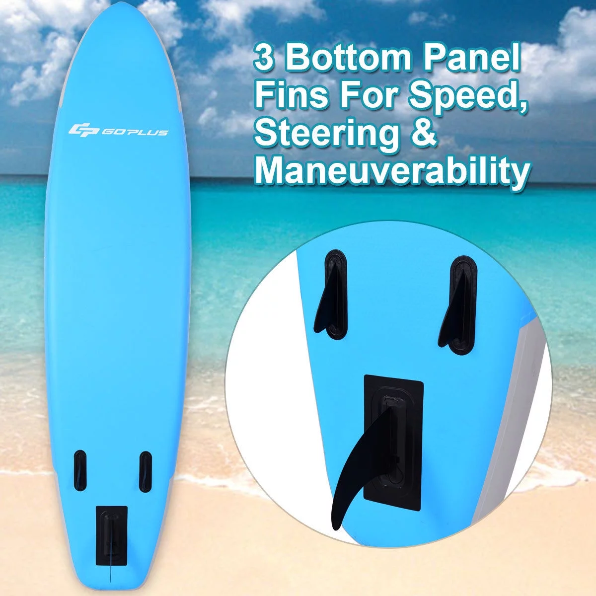 Costway 10′ Inflatable Stand up Paddle Board Surfboard SUP W/ Bag Adjustable Paddle Fin