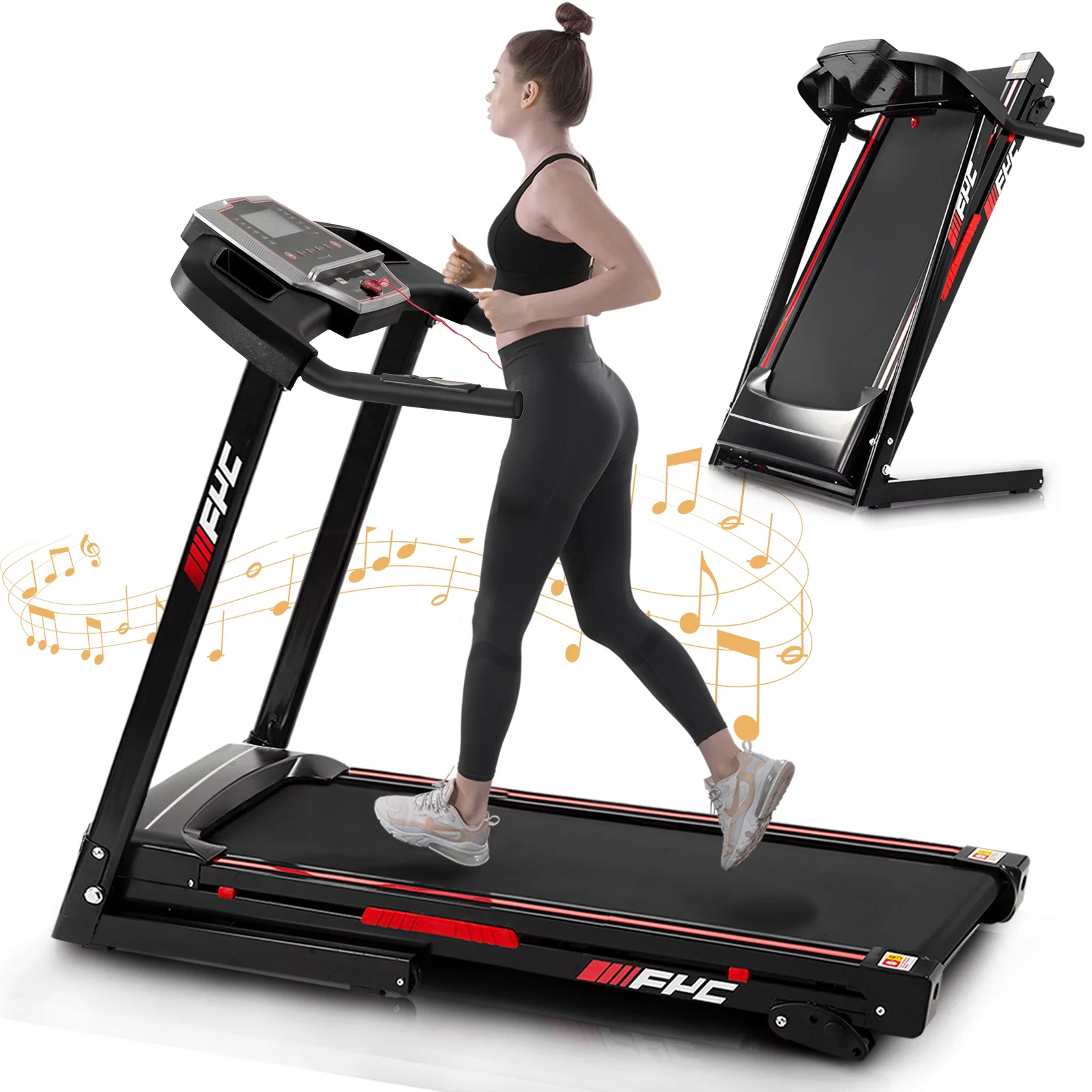 Folding Treadmills for Home – 3.5HP Portable Foldable with Incline, Electric Treadmill for Running Walking Jogging Exercise with 12 Preset Programs, Indoor Workout Training Space Save Apartment,APP