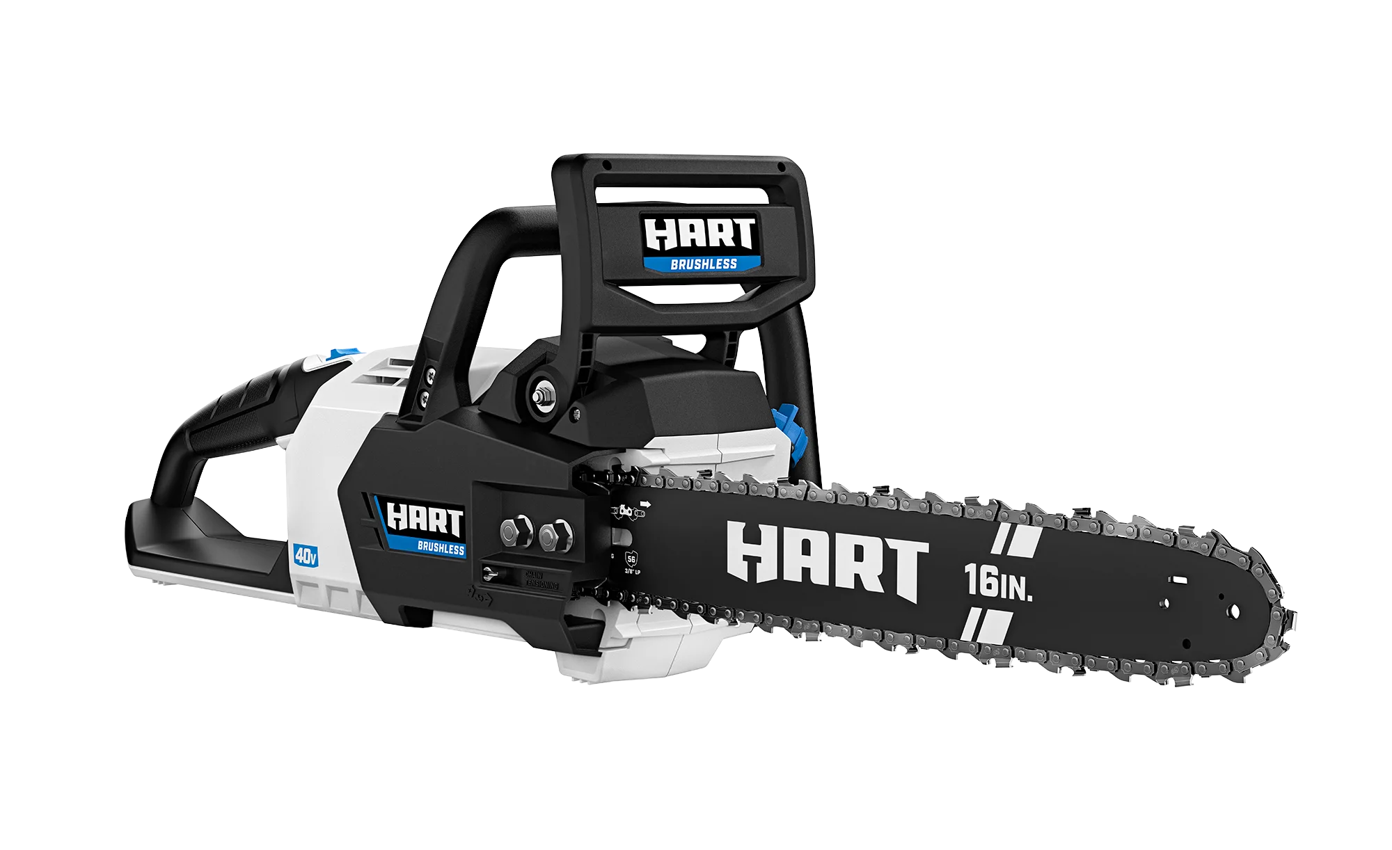 HART 40-Volt 16-inch SUPERCHARGE Battery-Powered Brushless Chainsaw Kit, (1) 4.0 Ah Lithium-Ion Battery