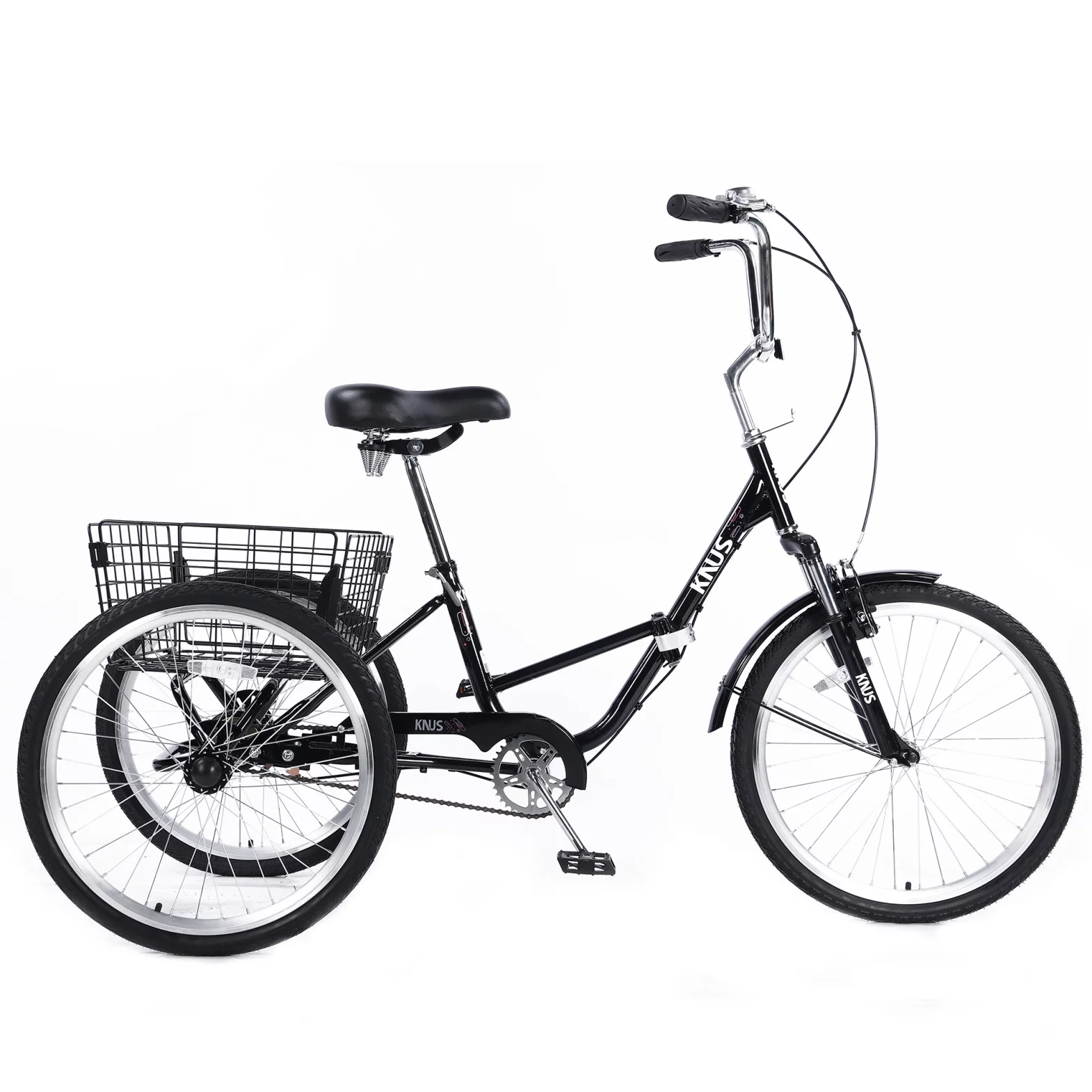 Adult Folding Tricycles 3 Wheel with Installation Tools,Foldable Tricycle with Low Step-Through and Large Basket,Folding Bikes for Adults,Women,Men,Black