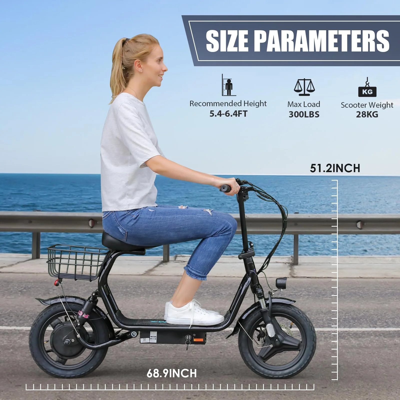 500W Electric Scooter with Seat for Adults, Max Speed 20 Mph Up to 25 Miles Range, 14″ Tire for Commuting Scooter, Black