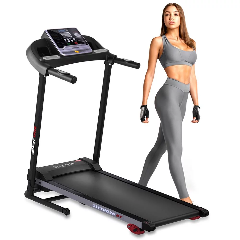 SereneLife Foldable Treadmill Home Fitness Equipment with LCD for Walking & Running.