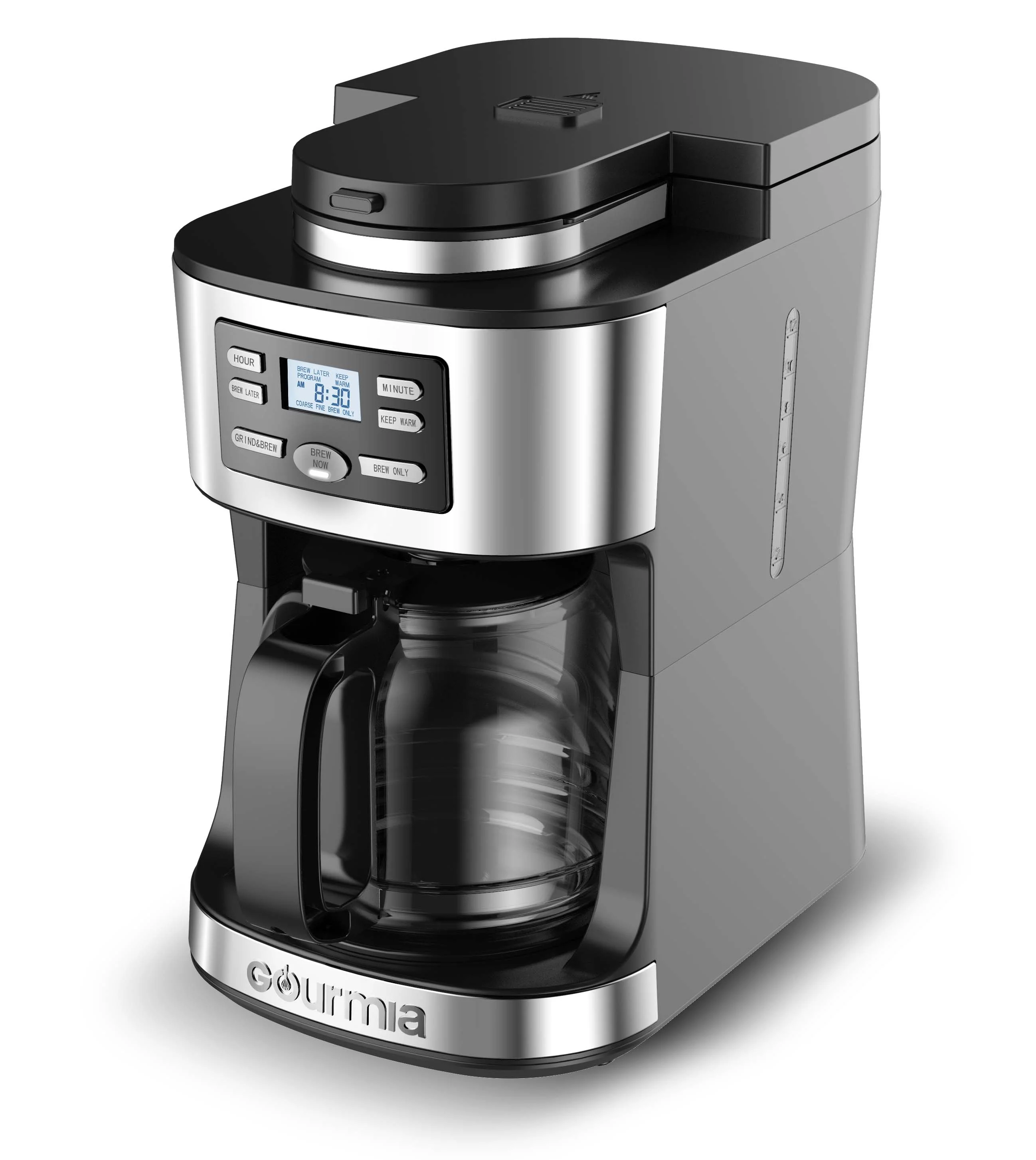 Gourmia 12-Cup Grind & Brew Coffee Maker with Integrated Grinder Black, New