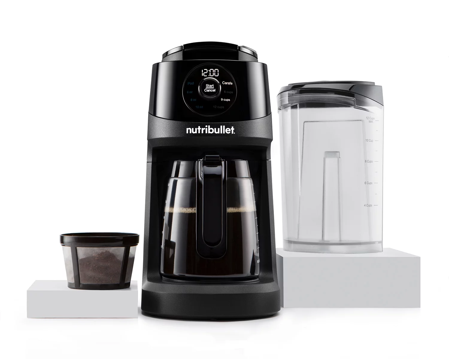 Nutribullet Brew Choice Pod + Carafe 12 Cup Coffee Maker, Black. (Condition: New)