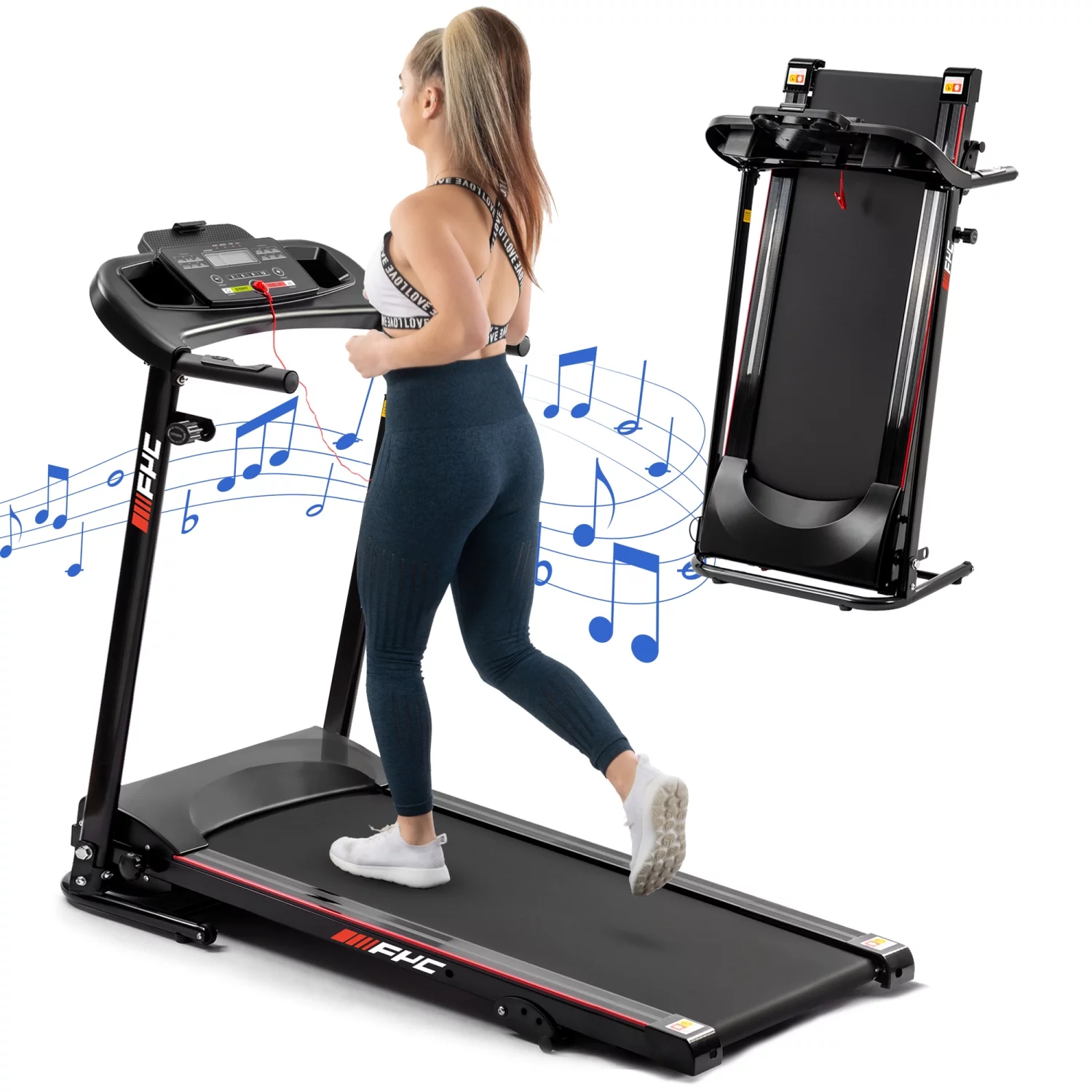 Folding Treadmills for Home with Bluetooth and Incline, 2.5HP Portable Running Machine Electric Compact Treadmills Foldable for Exercise Home Gym Fitness Walking Jogging