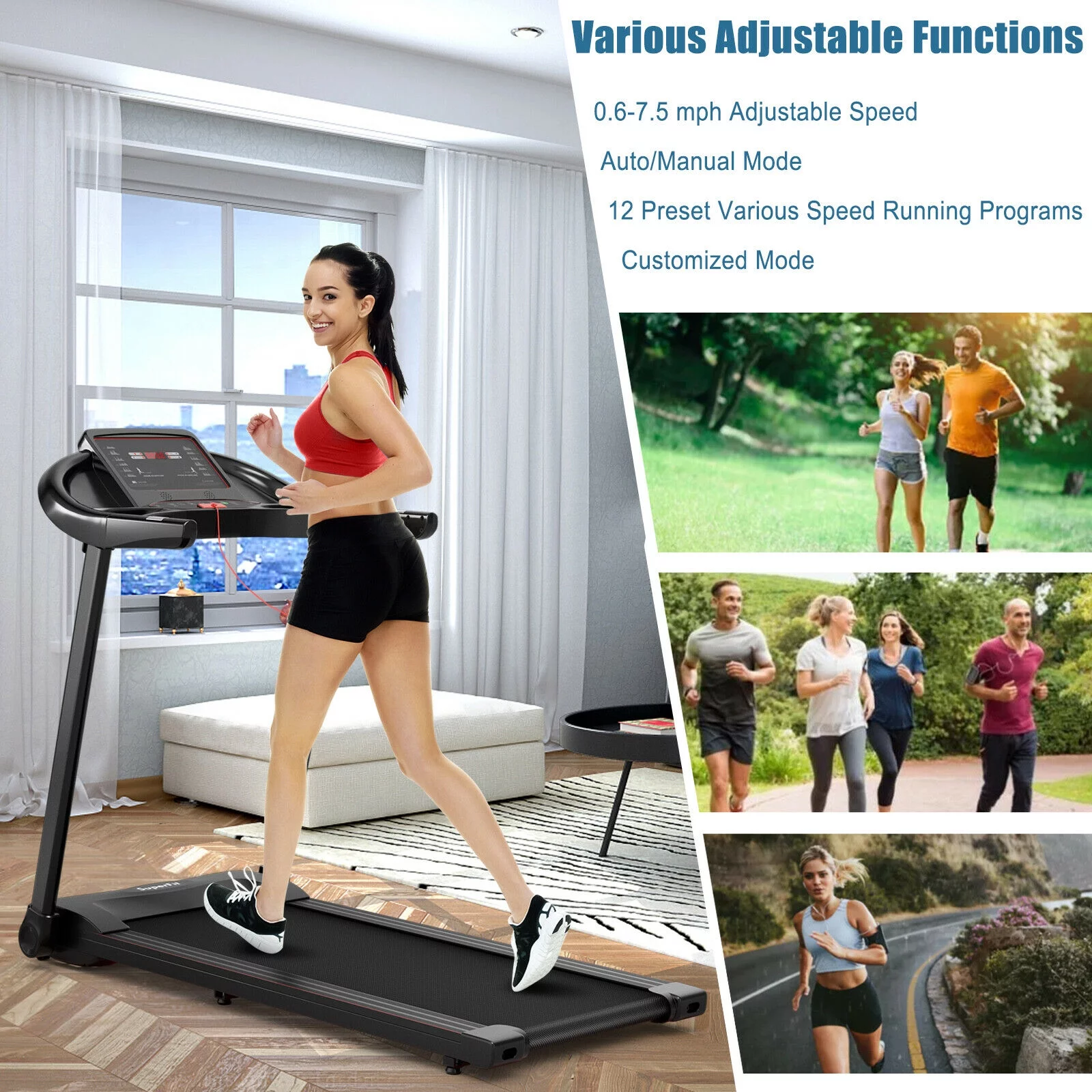 Gymax 2.25HP Electric Folding Treadmill W/HD LED Display APP Control Speaker