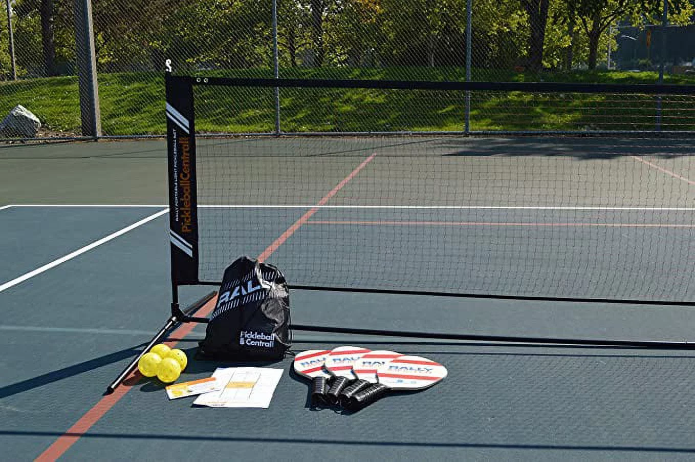 Rally Meister Beginner Wood Pickleball Paddle Set for 2 Players (2 Paddles + 4 Outdoor Pickleballs + Drawstring Bag + Rules/Strategy Guide)