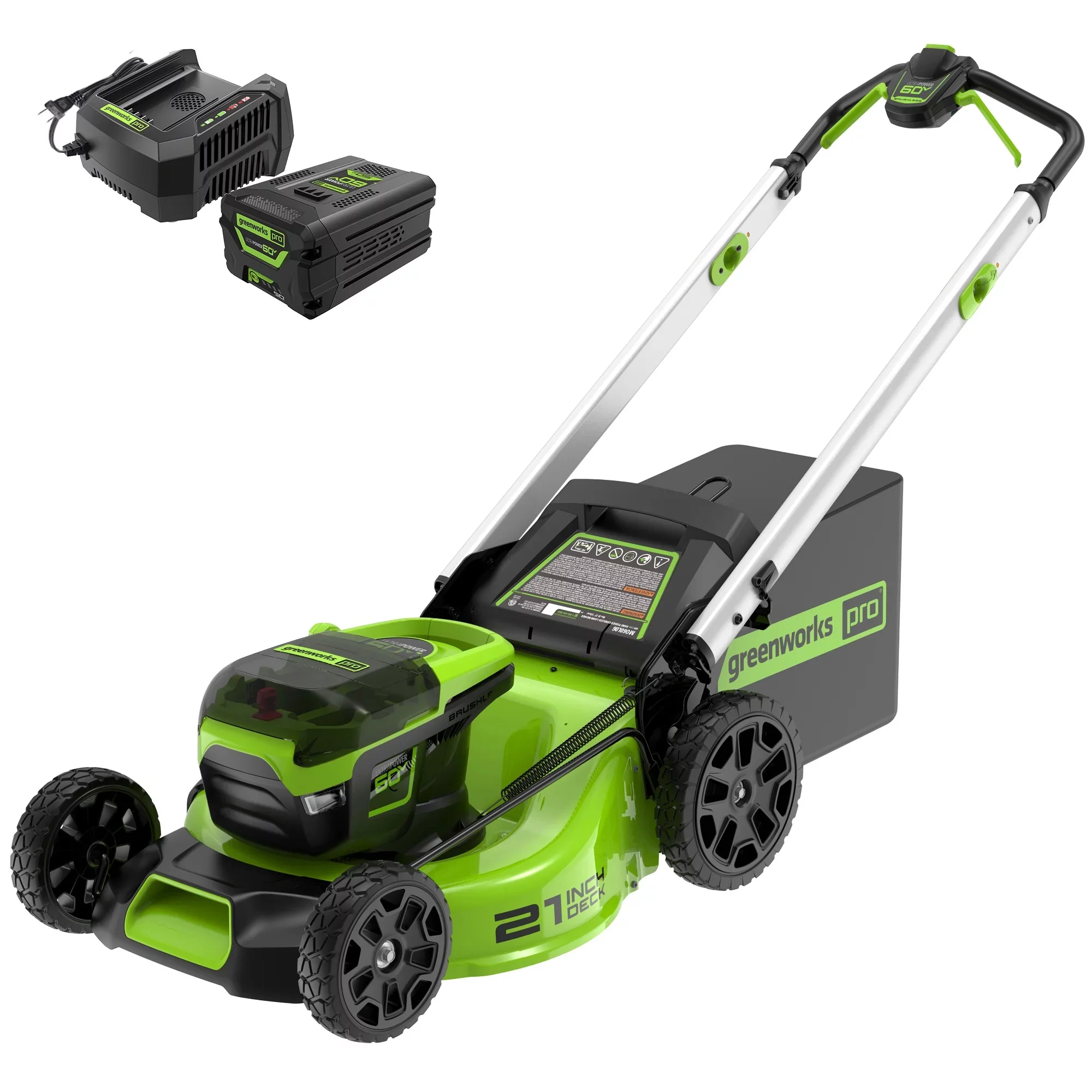 Greenworks 60V 21″ Cordless Brushless Lawn Mower with 5.0Ah Battery & Charger