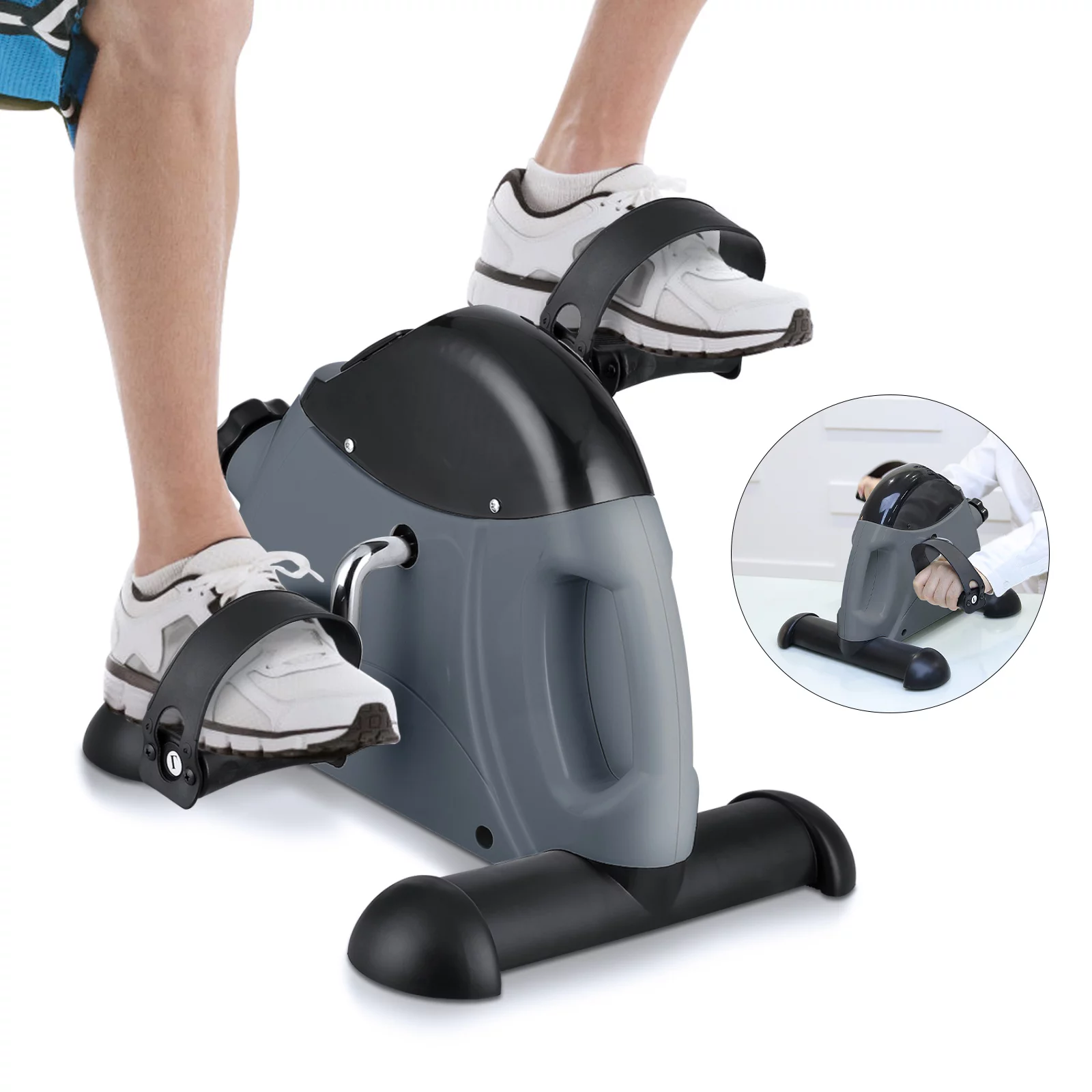 Under Desk Bike Pedal Exerciser,Evoland Indoor Cycling Exerciser Bike Silver,Holds 240 Lb