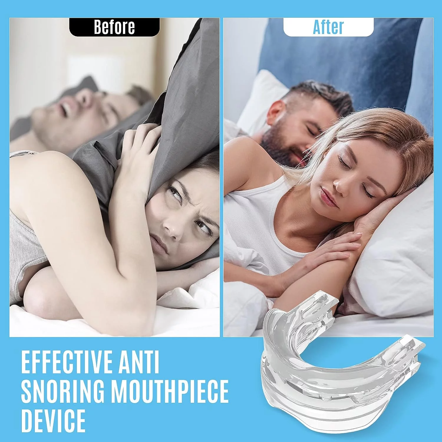 Anti Snoring Device Mouthpiece, Professional Comfortable&Adjustable Snore Mouthpiece,Snoring Solution for Men/Women Better Sleep