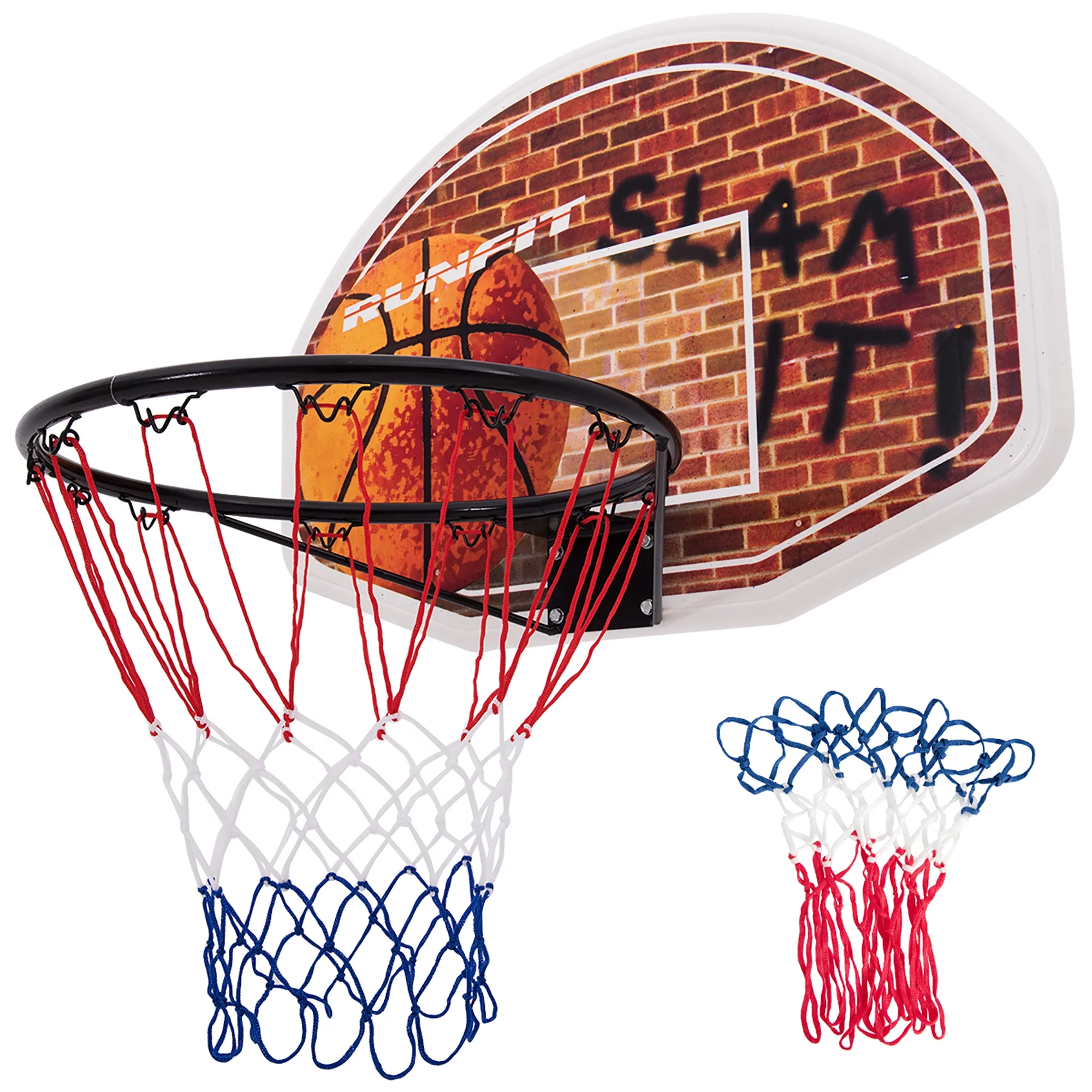 Gymax Wall Mounted Fan Backboard With Basketball Hoop and Rim Outdoor Indoor Sports