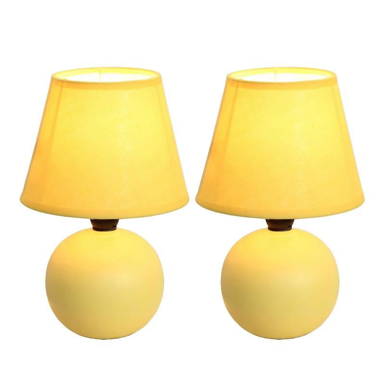 Simple Designs Mini Ceramic Globe Table Lamp 2 Pack Set