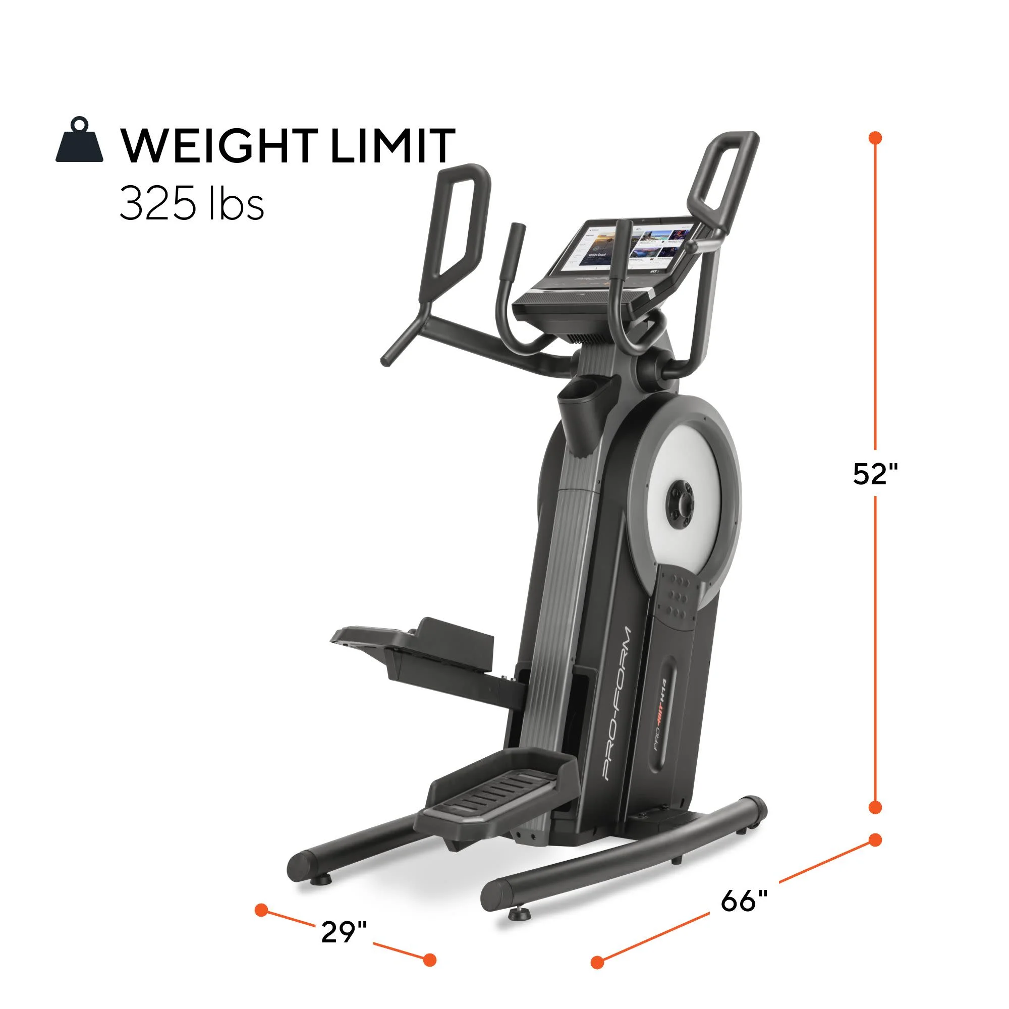 ProForm Pro HIIT H14; Elliptical for Low-Impact Cardio Workouts with 14?? Tilting Touchscreen