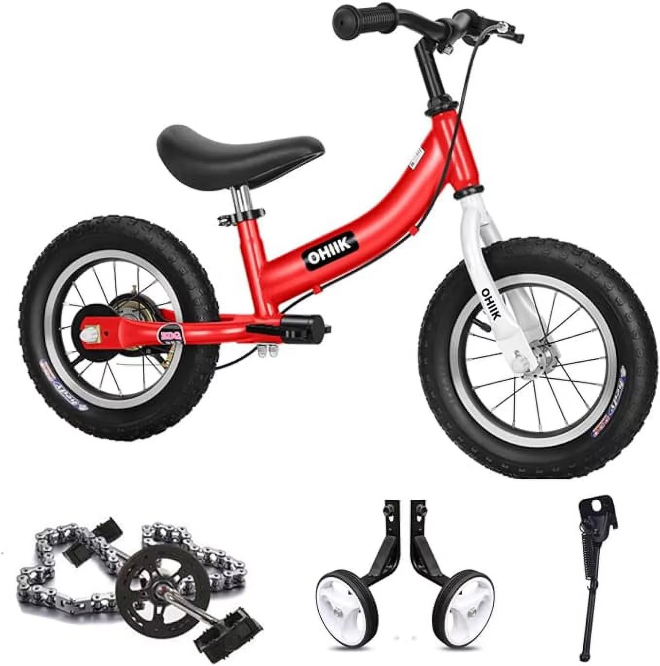 OHIIK Balance Bike 2 in 1 for Kids 2-7 Years Old,Balance to Pedals Bike,12 14 16 inch Kids Bike,with Pedal kit,Training Wheels,Brakes