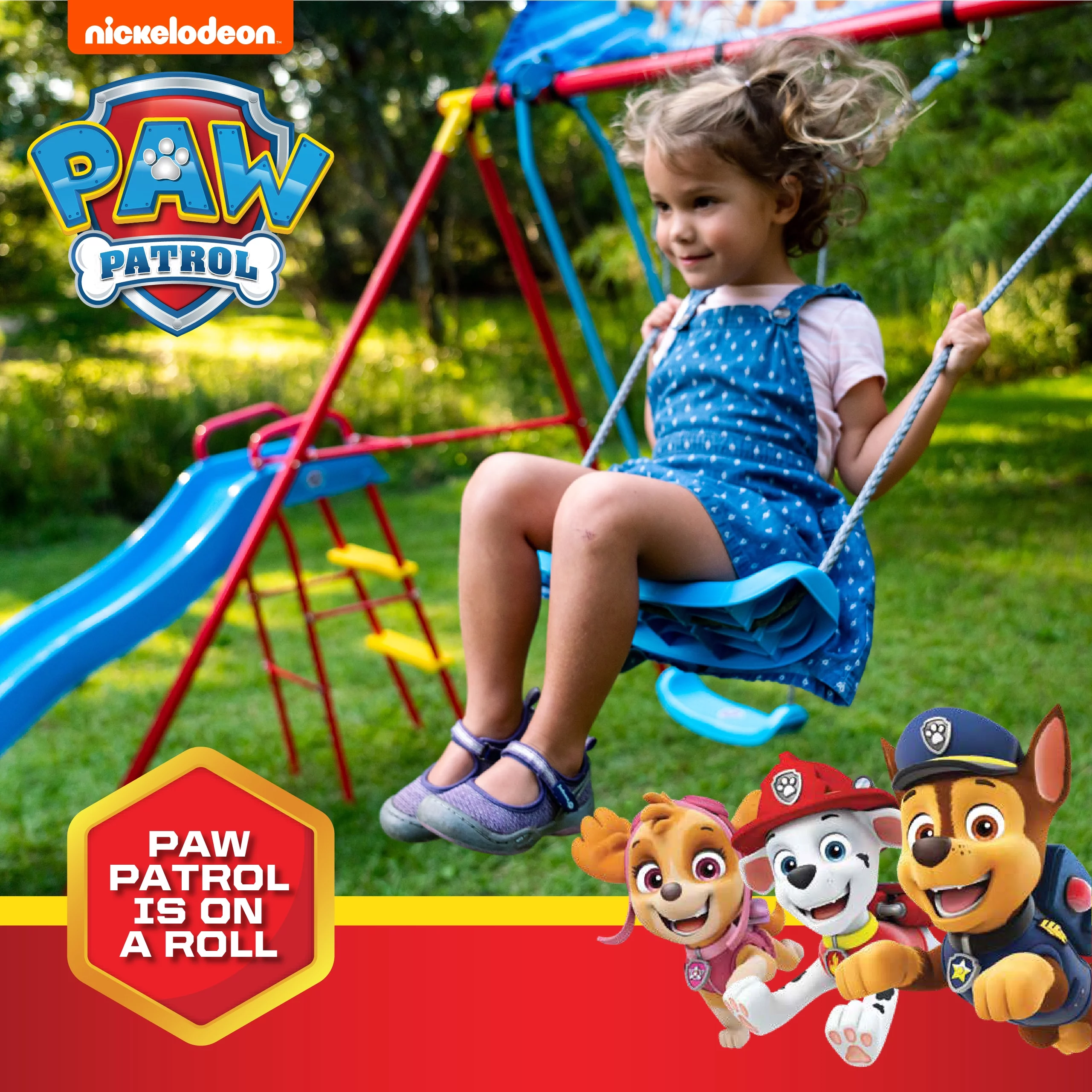 Swurfer Paw Patrol Playground Swingset with Glider for Kids, Ages 4 and up