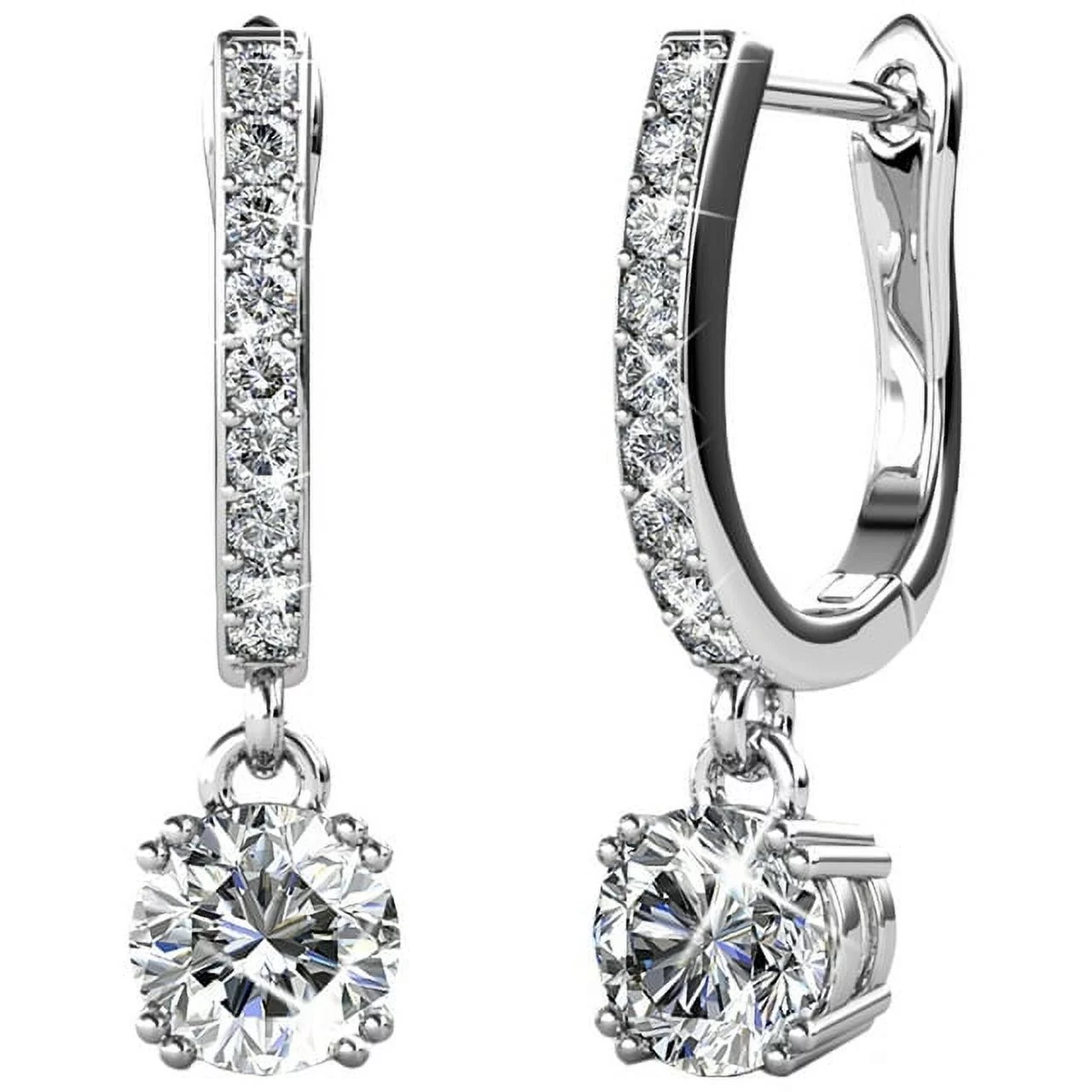 Cate & Chloe McKenzie 18k White Gold Plated Silver Drop Dangle Earrings | Women’s Earrings with Crystals