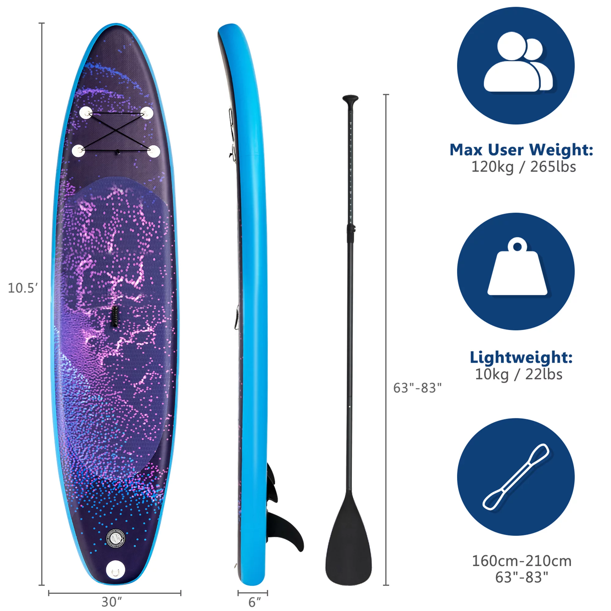 Gymax 10.5 ft Inflatable Stand-Up Paddle Board Non-Slip Deck Surfboard w/ Hand Pump