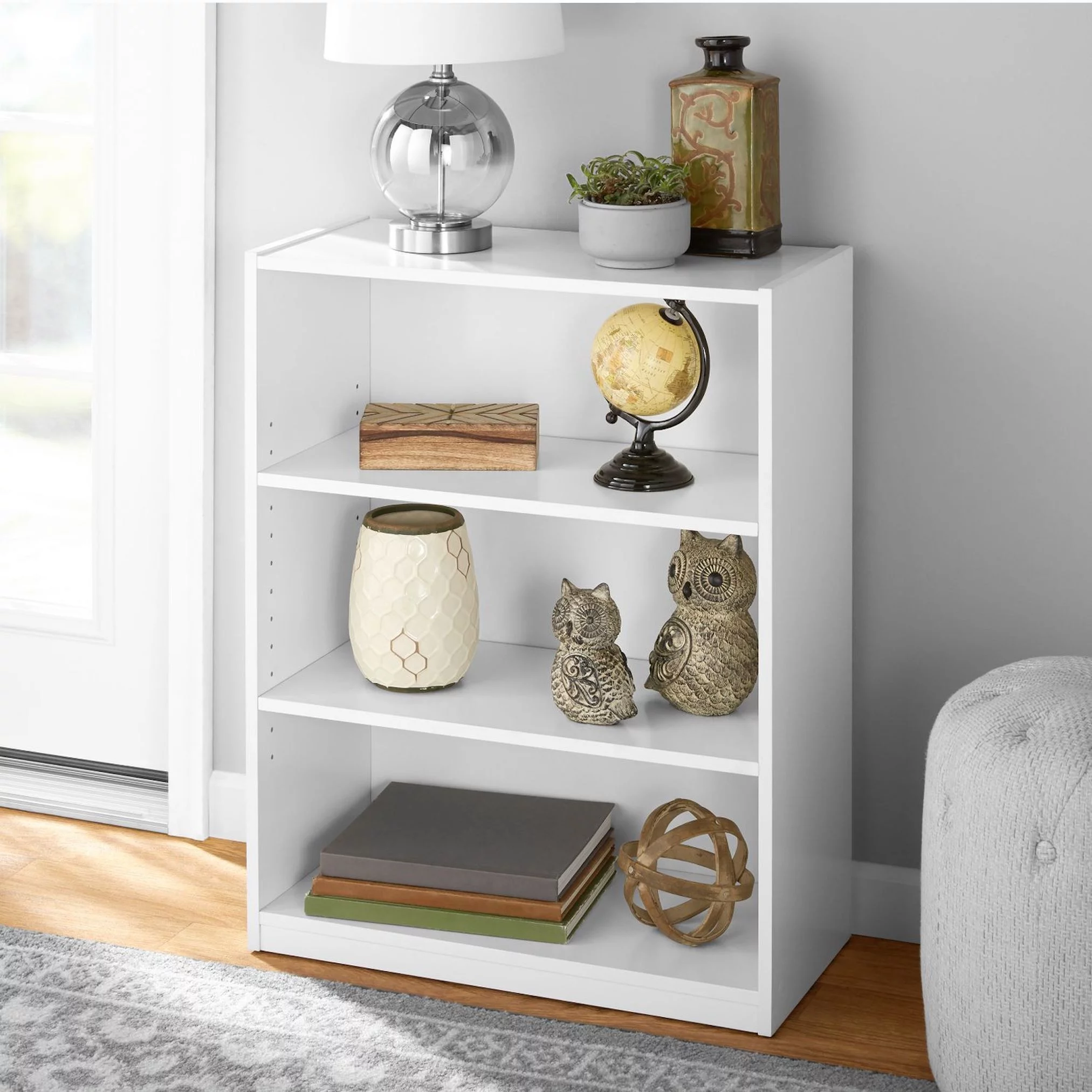 Mainstays 3-Shelf Bookcase with Adjustable Shelves, White