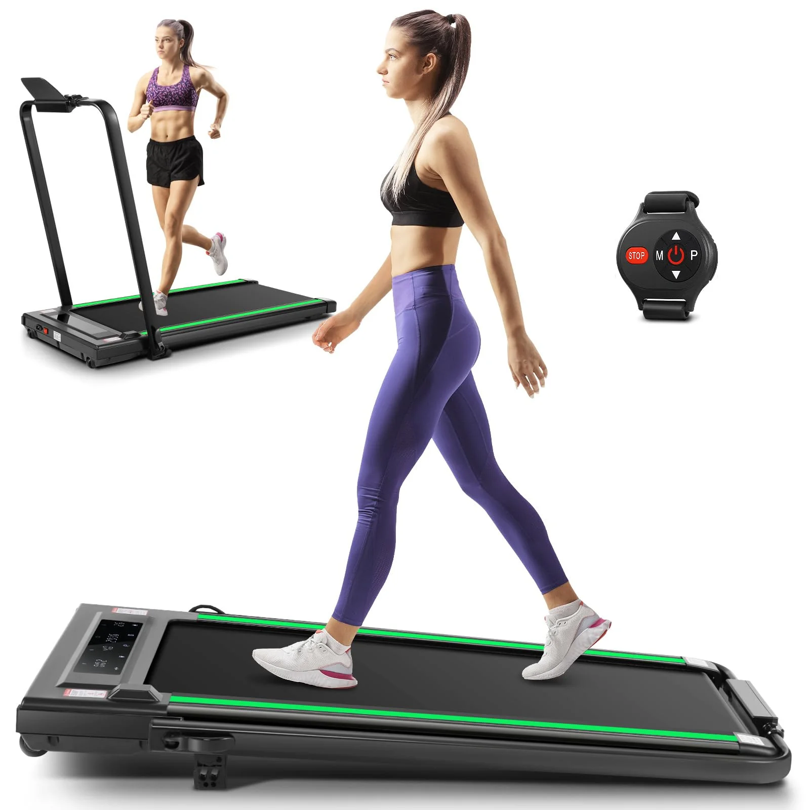 ANCHEER Treadmills, 2 in 1 Folding Treadmill, Walking Pad Treadmill Under Desk for Home Use, Portable Treadmill with Remote Control, Installation-Free