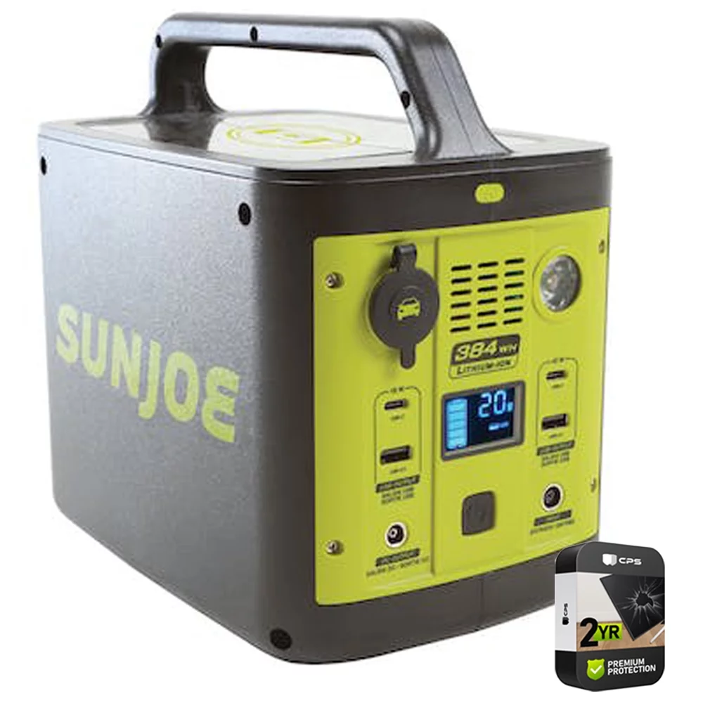 Sun Joe PPG400 384Wh 6-Amp Portable Power Generator with Outlets and USB Ports Bundle with 2 YR CPS Enhanced Protection Pack