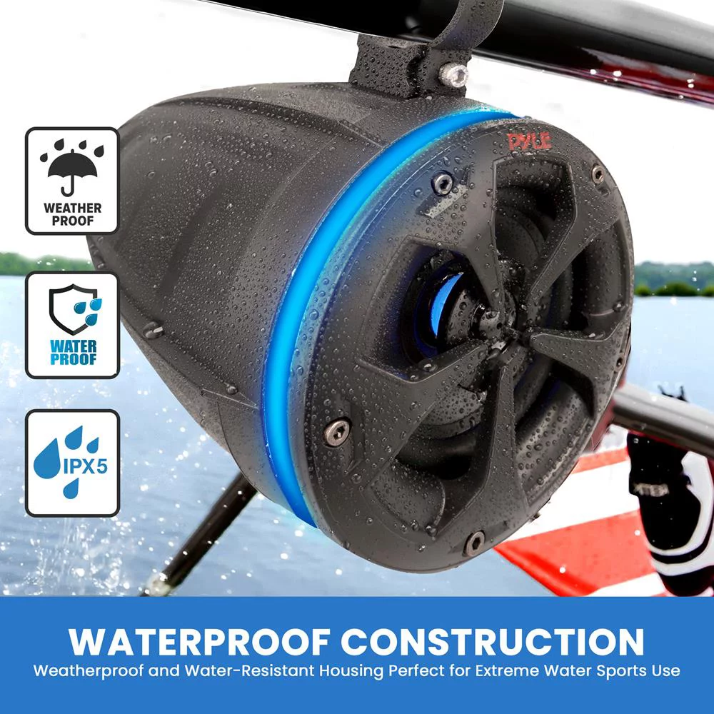 Pyle Waterproof Off-Road Speakers – 2-Way 800W 4 Inch Marine Grade Wakeboard Tower Speaker System