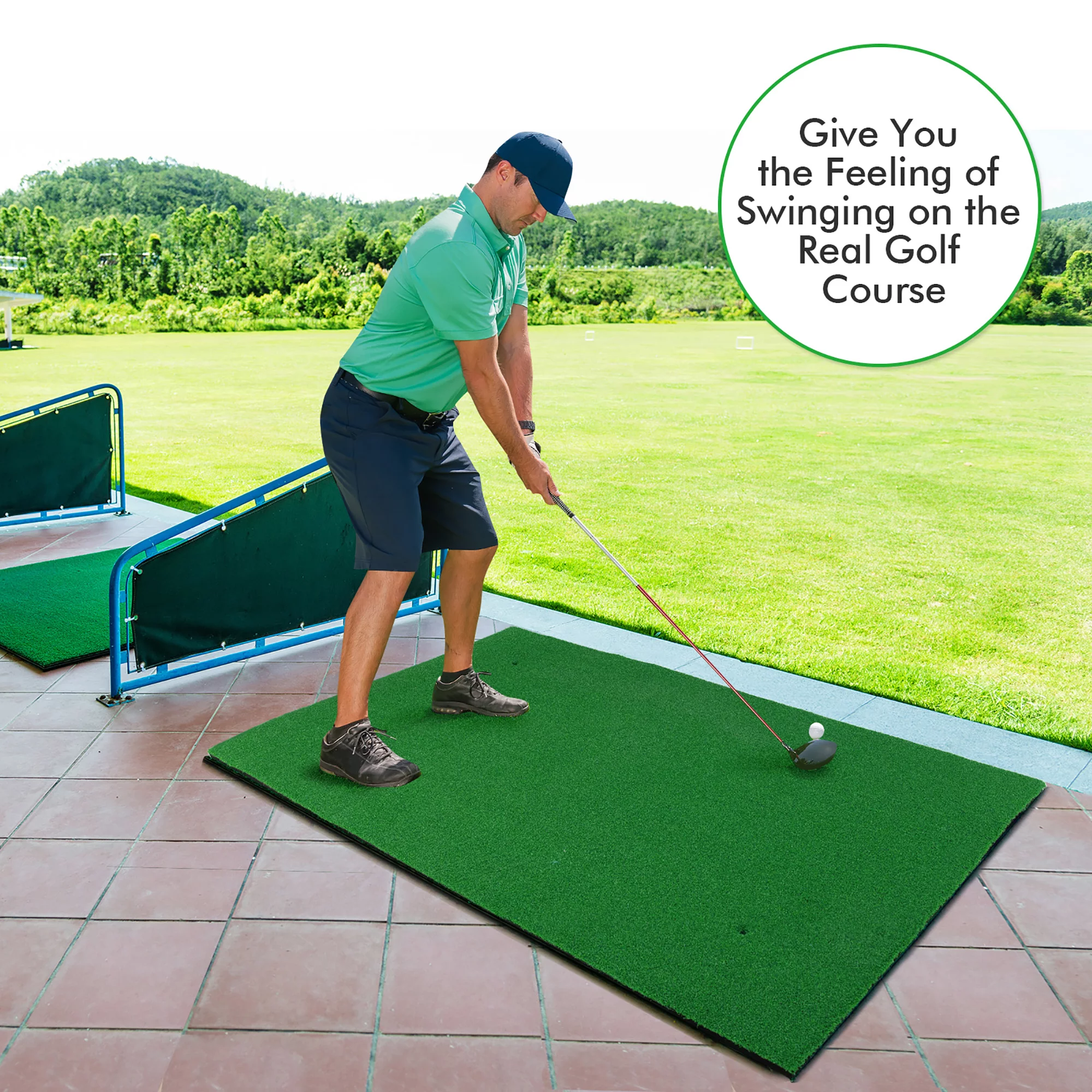 Costway 5′ x 3′ Standard Realistic  Feel Golf Practice Mat Putting Mat Synthetic Turf W/3 Tees