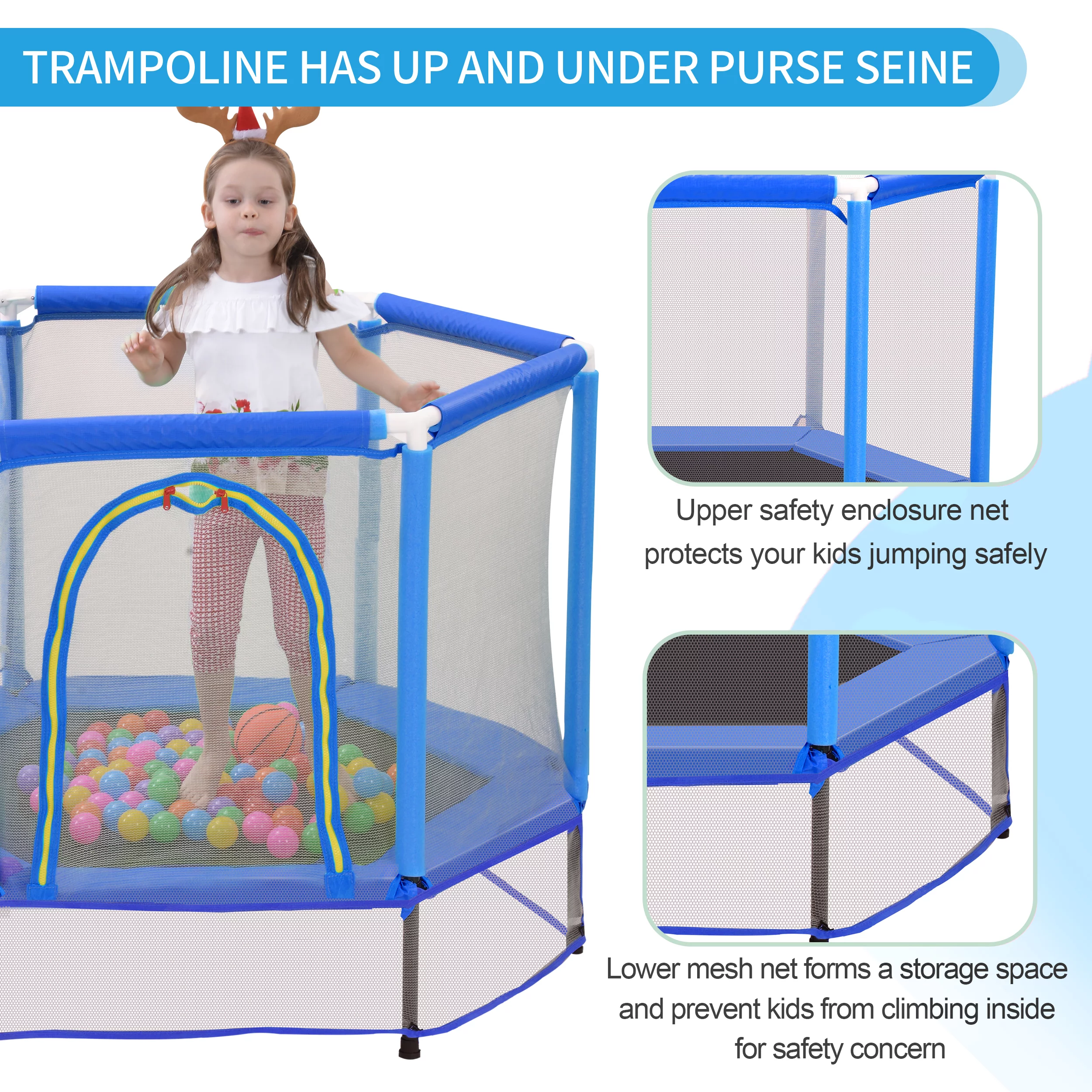 Seizeen Kids Trampoline for Toddler, 36” Mini Foldable Trampoline with Handle, Cute Ladybug Small Rebounder as Birthday, Christmas Gift for 3-7 Years Boys & Girls