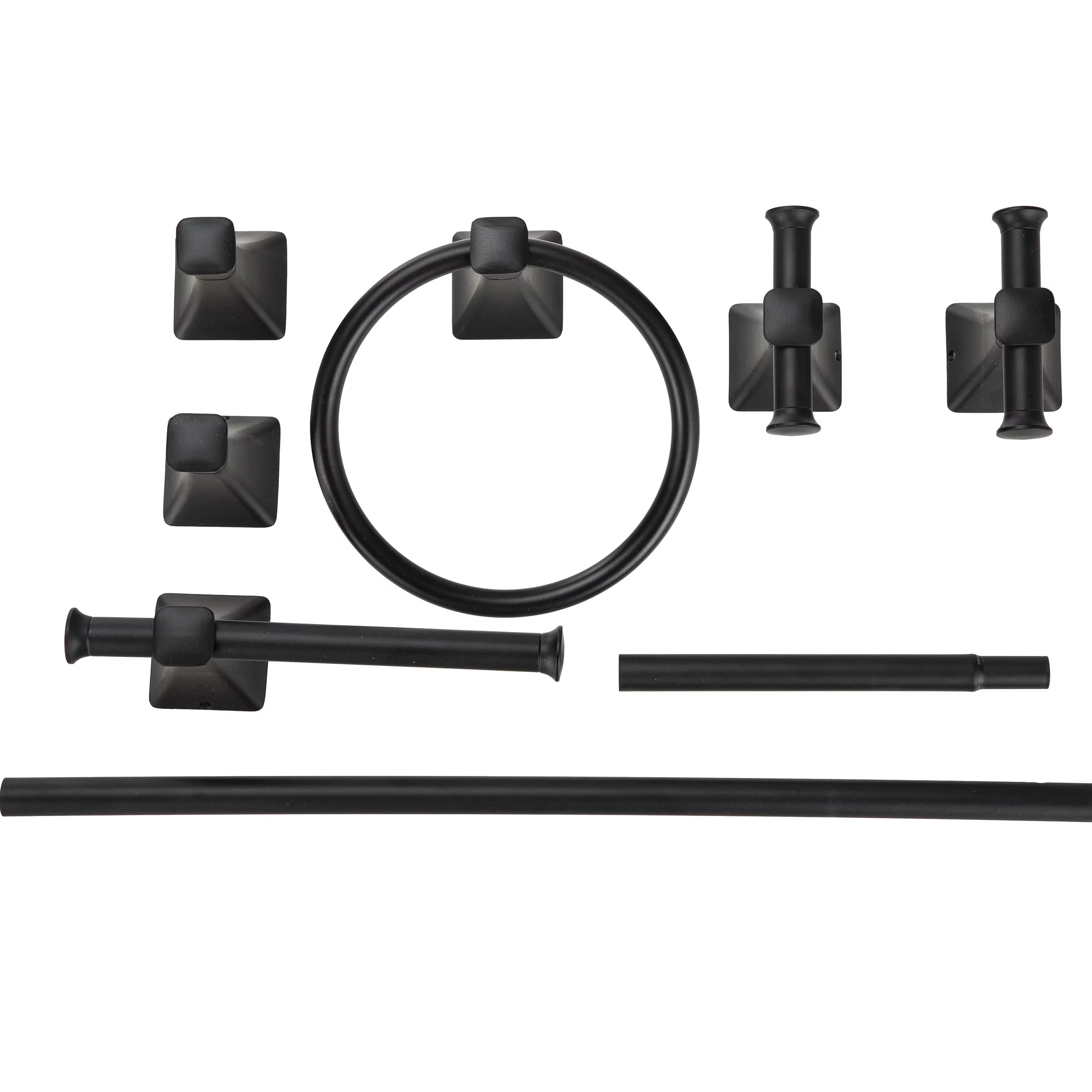 Better Homes & Gardens Steel 5PC Bath Hardware and Towel Holder Set Matte Black