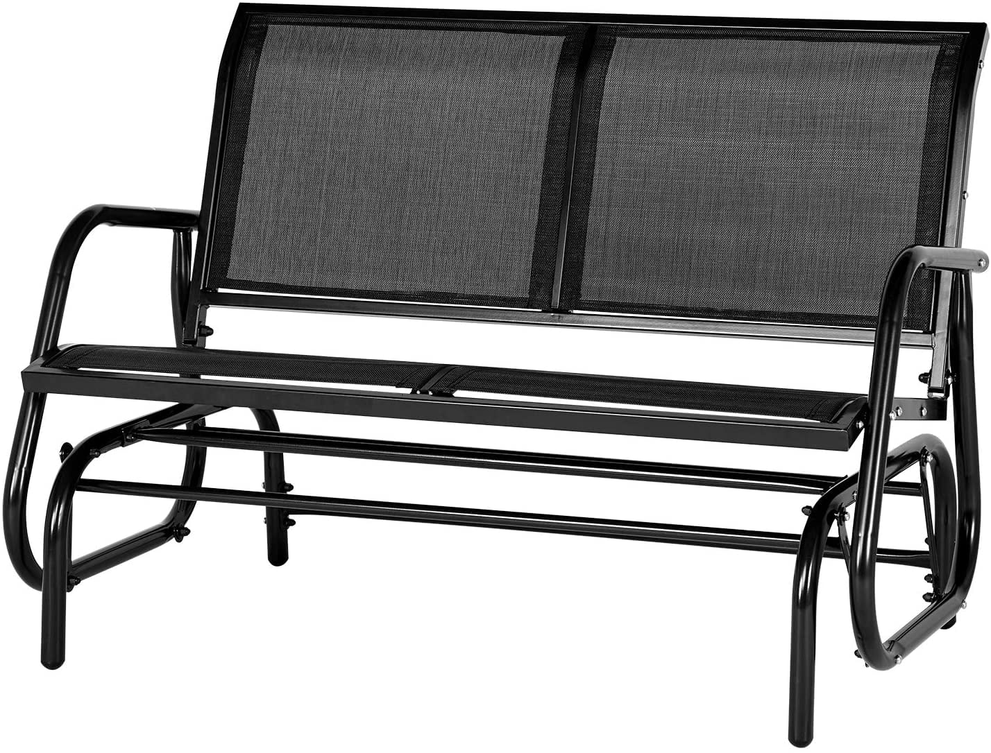 AECOJOY Steel Outdoor Glider Bench – Black