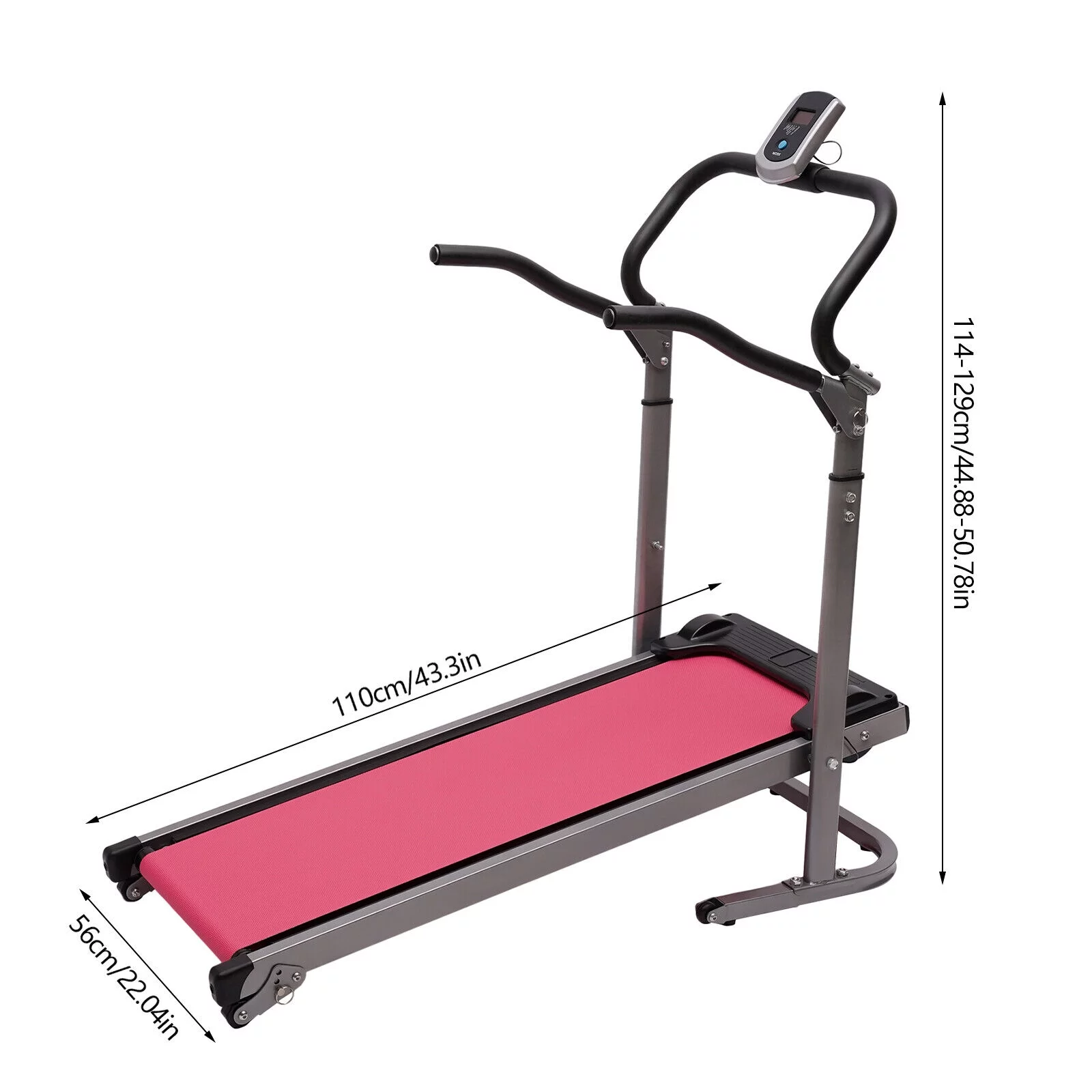 MIDUO Home Folding Treadmill Incline Running Fitness Jogging Machine w/Handrail Pink