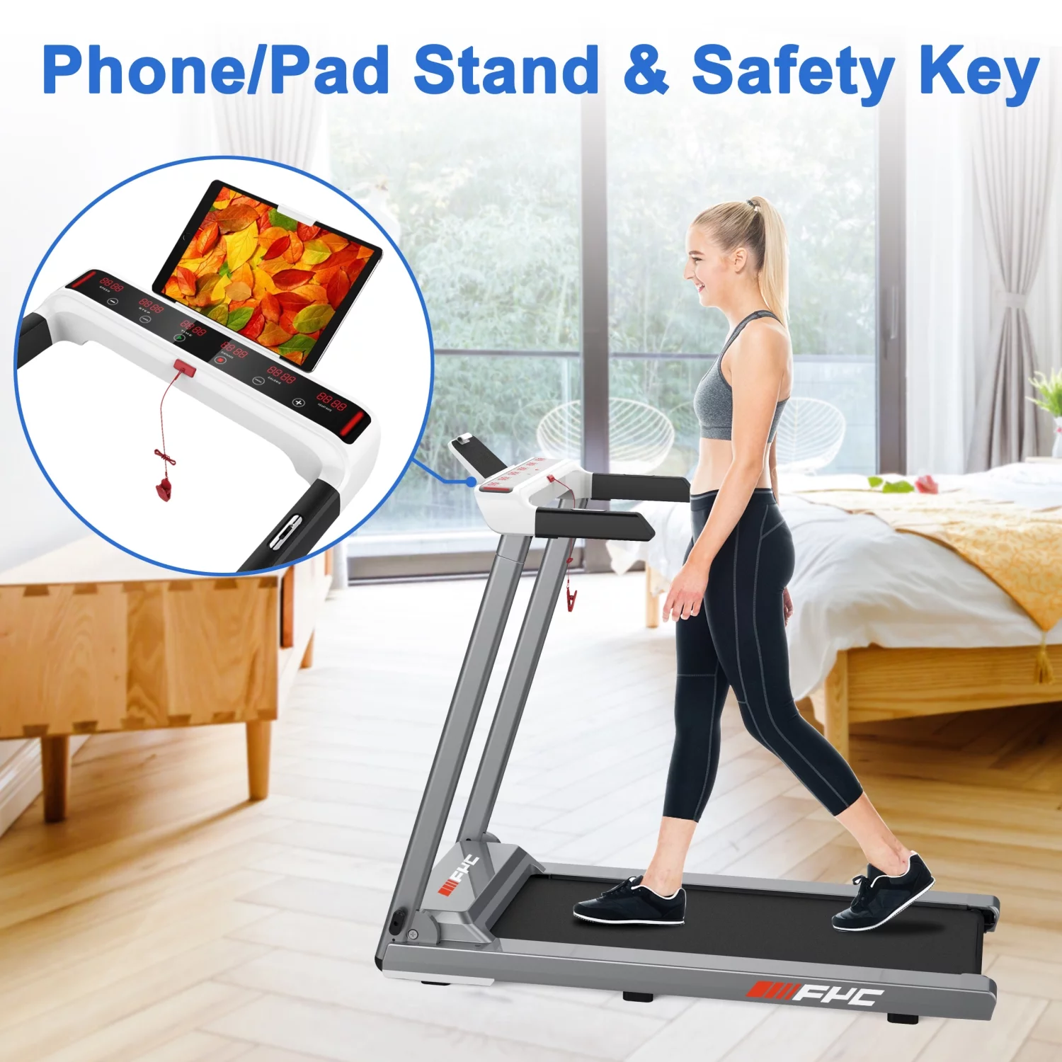 FoldingTreadmill with Incline: 3.5HP 8.5MPH Max Speed No Installation Required Foldable Compact Treadmill Electric Treadmill Running Machine for Home, 12 Preset Programs, Bluetooth Speaker