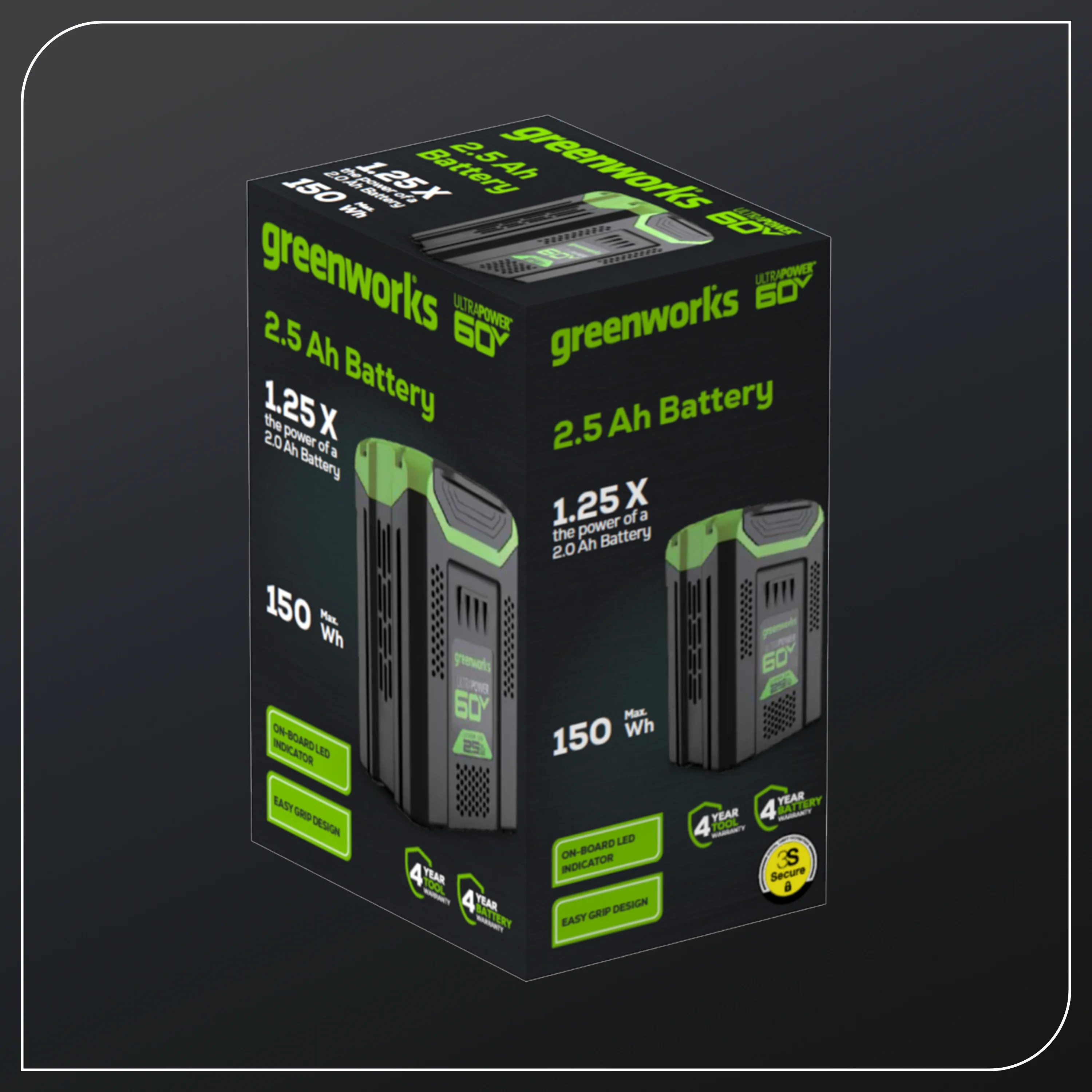 Greenworks 60 Volt 2.5 Ah Battery 1807202