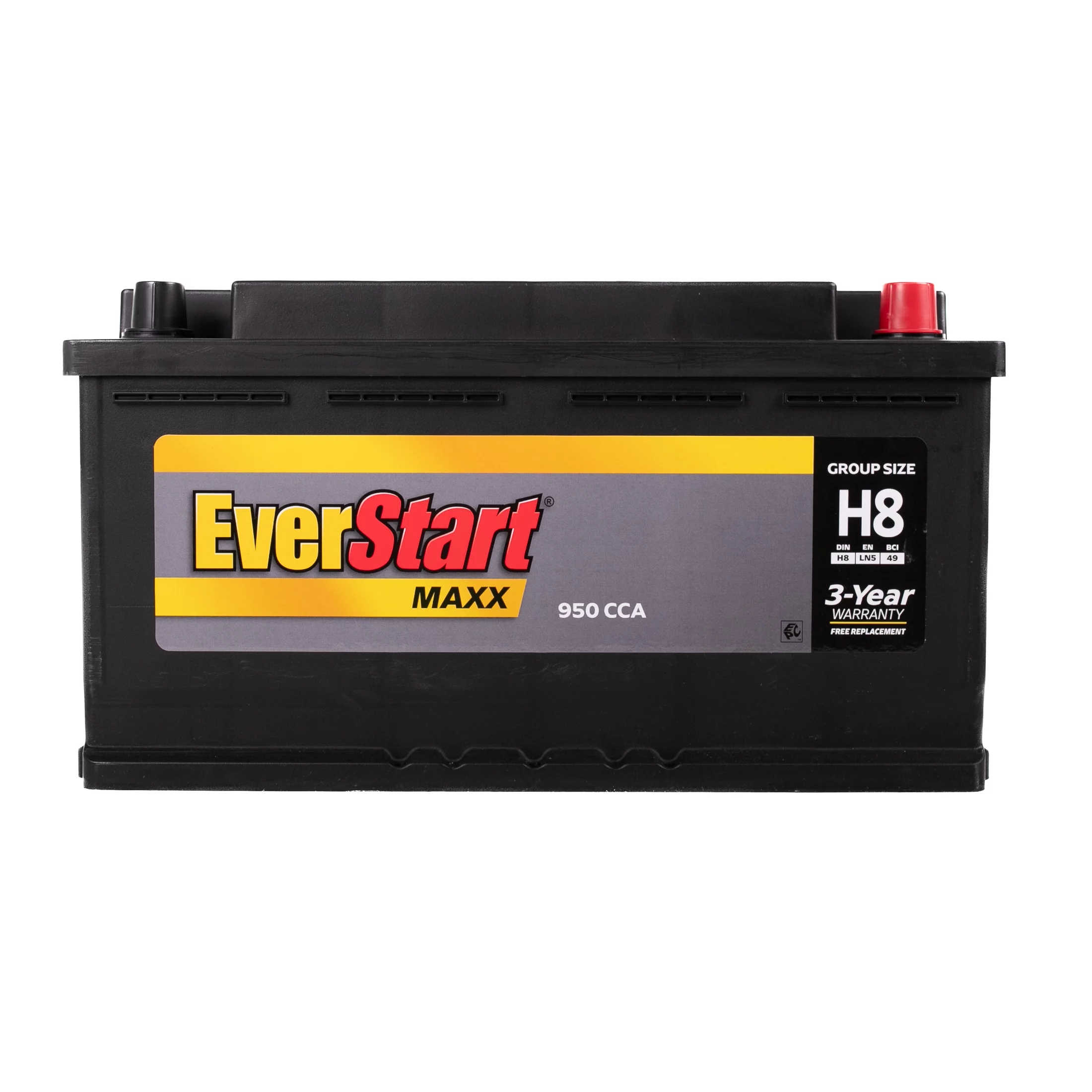 EverStart Maxx Lead Acid Automotive Battery, Group Size H8, 12 Volt, 950 CCA 185 RC