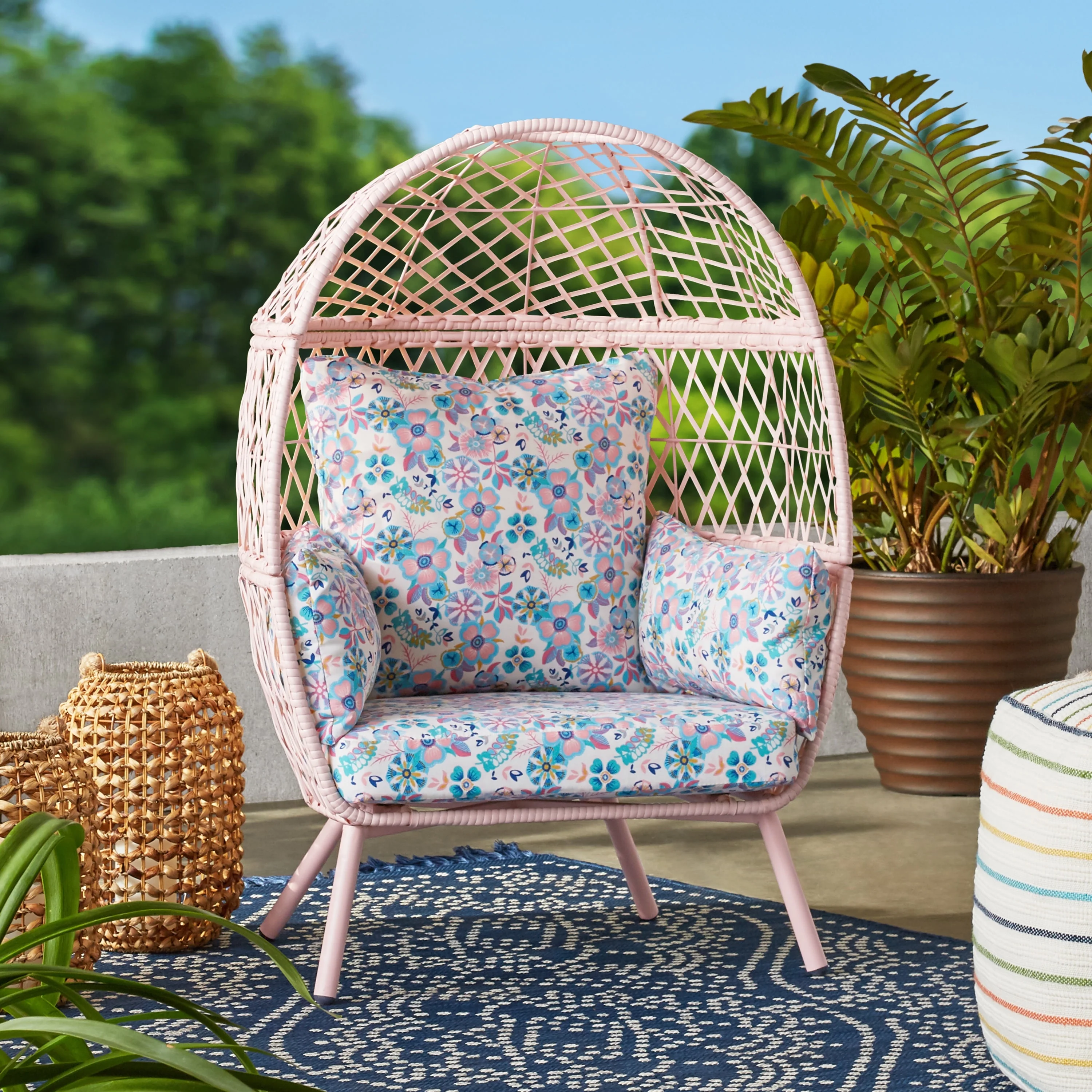 Better Homes & Gardens Ventura Outdoor Wicker Stationary Kid’s Egg Chair, Natural