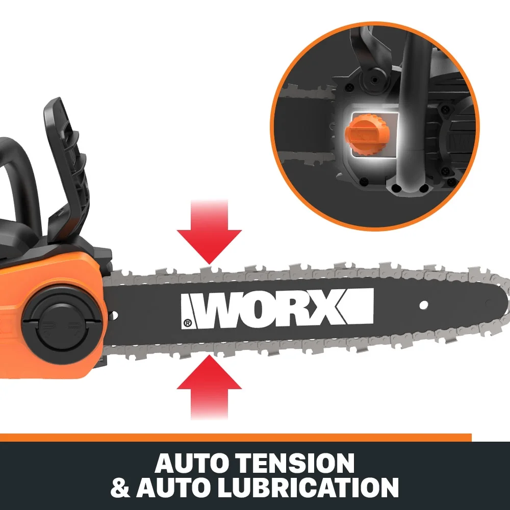 Worx WG384 40V Power Share 14″ Cordless Chainsaw with Auto-Tension