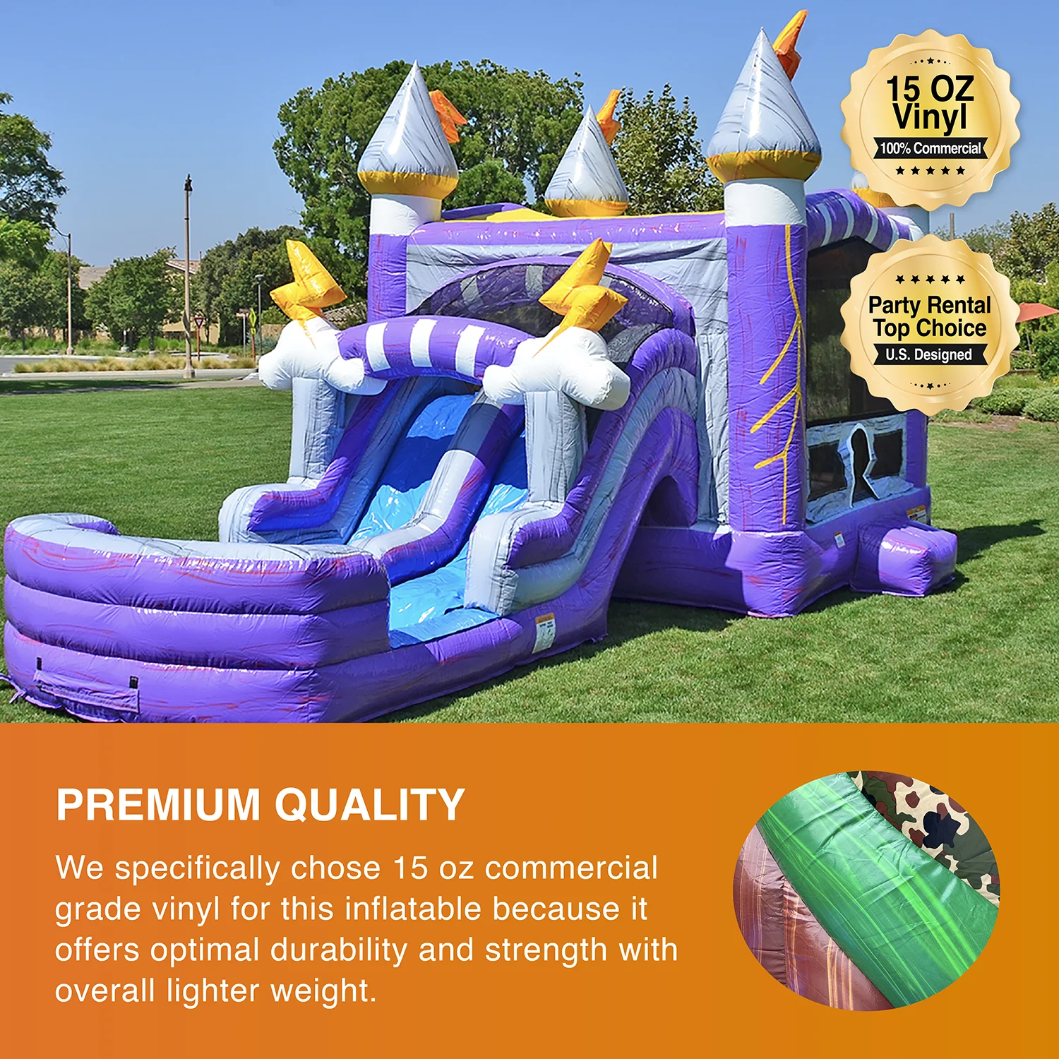 JumpOrange Commercial Grade Bounce House Water Slide for Kids and Adults (with Pool and Blower), Thunder