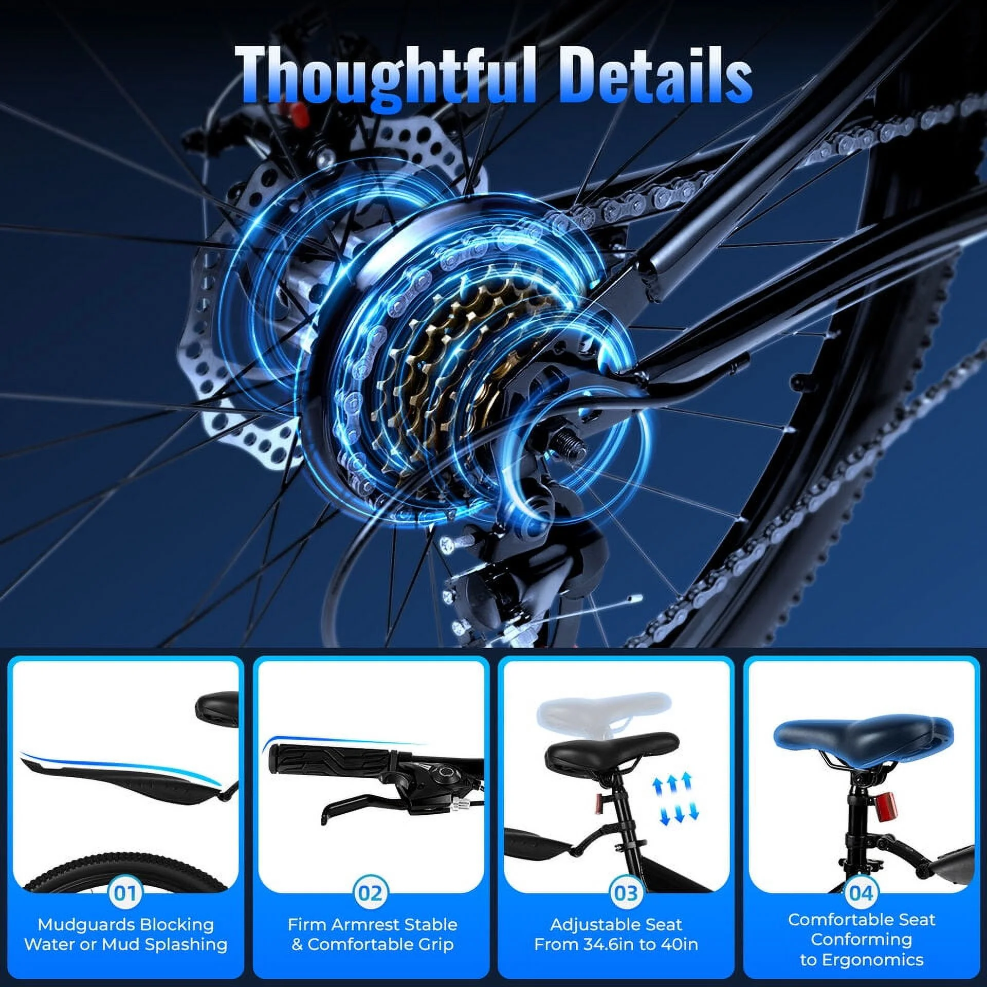 Oukaning 26″ Folding Mountain Bike 21 Speeds Full Suspension MTB Disc Brake Bicycle Adult Bicycle