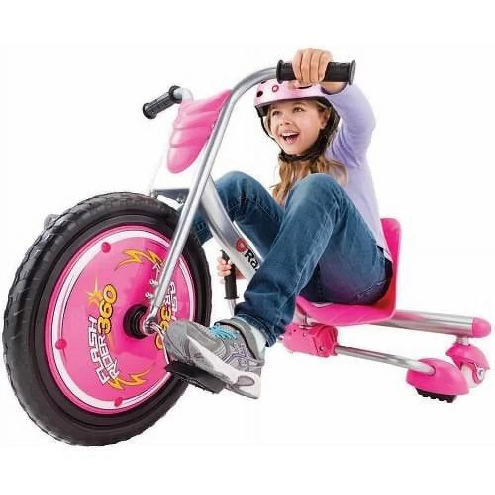 Razor FlashRider 360 Tricycle with Sparks – Pink, 16″ Front Wheel, Welded Steel Frame Trike, Ride-On Toy for Kids Ages 6 and Up, Unisex